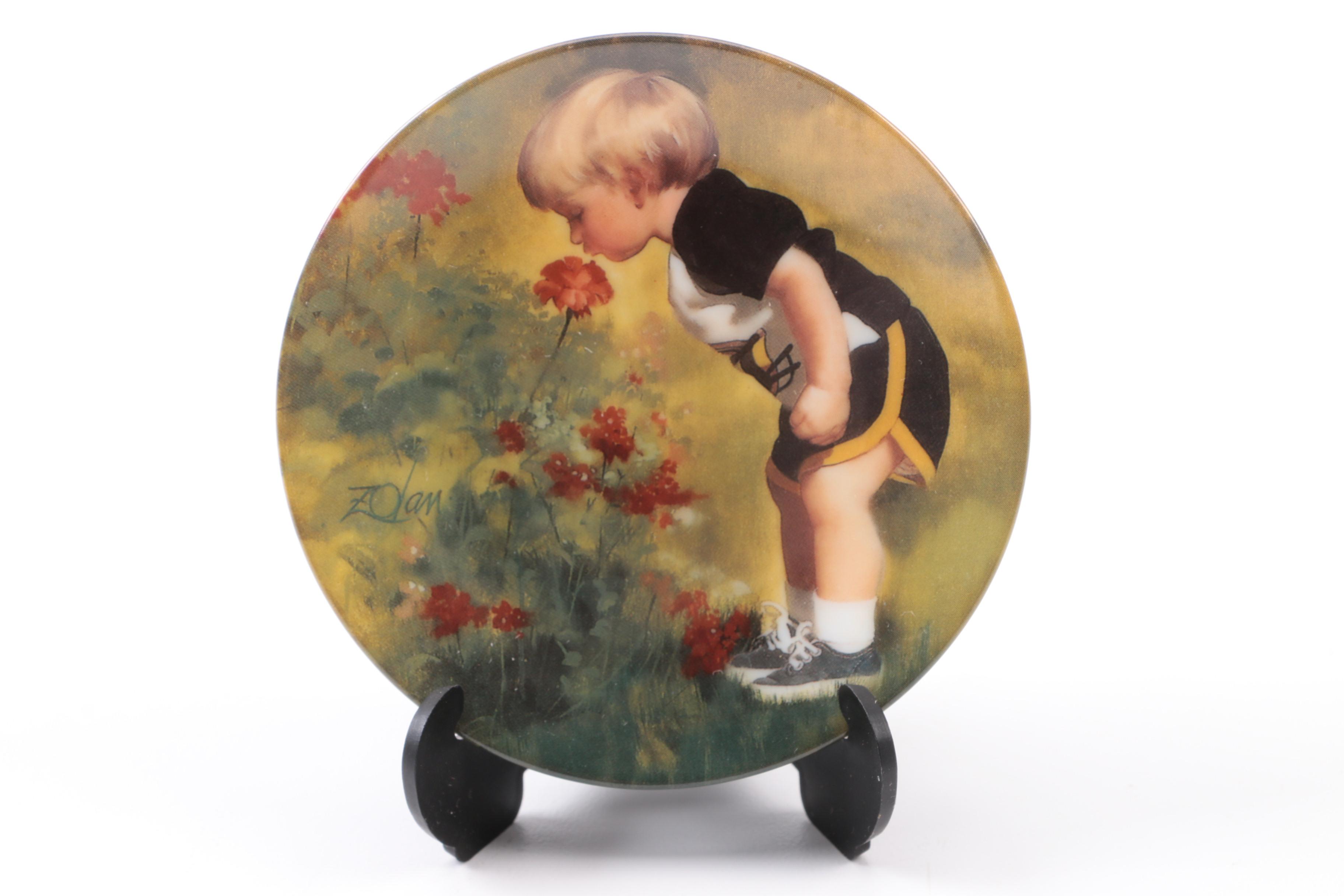 Pemberton & Oaks Miniature Plates Featuring Donald Zolan's Child Motif Artworks