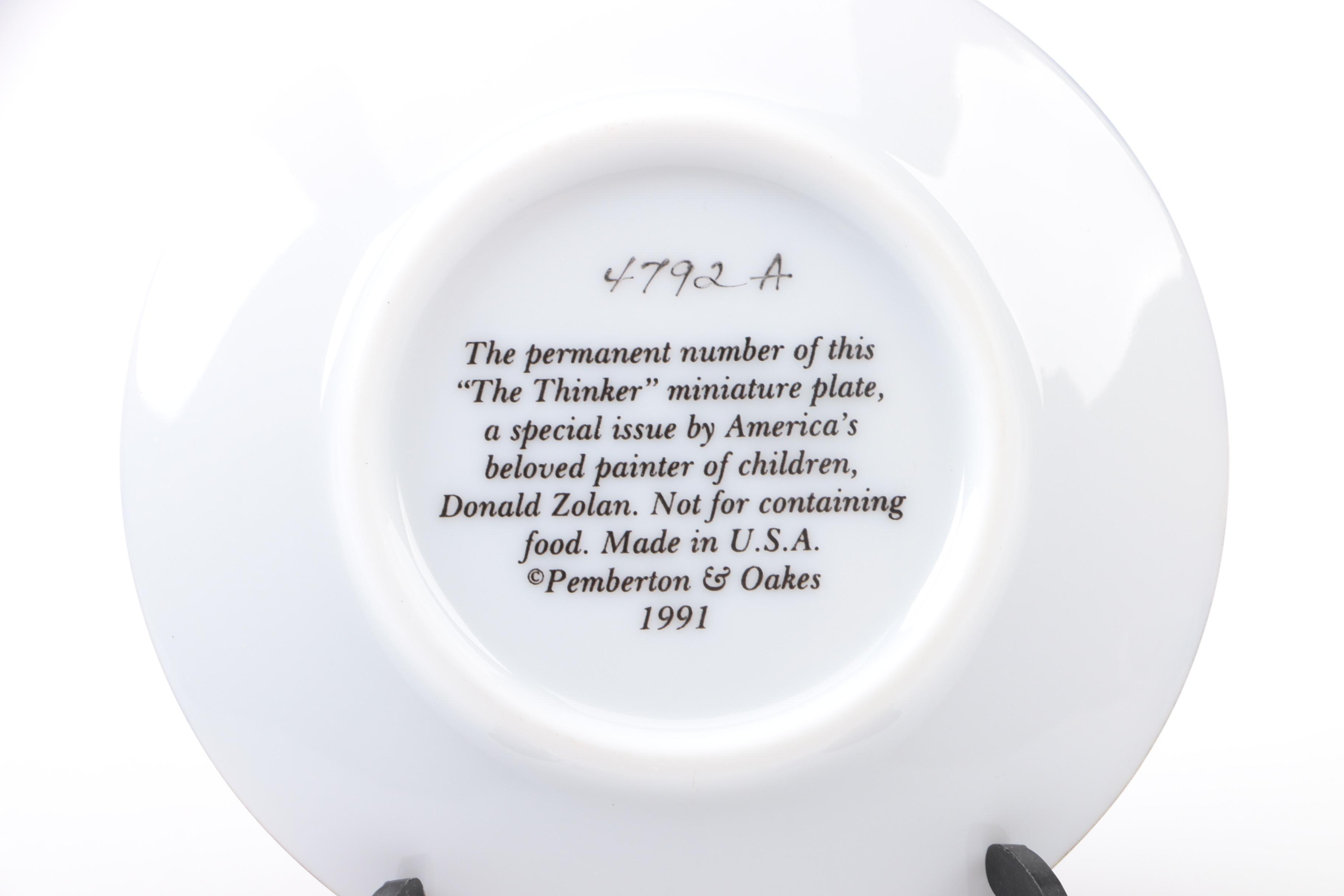Pemberton & Oaks Miniature Plates Featuring Donald Zolan's Child Motif Artworks