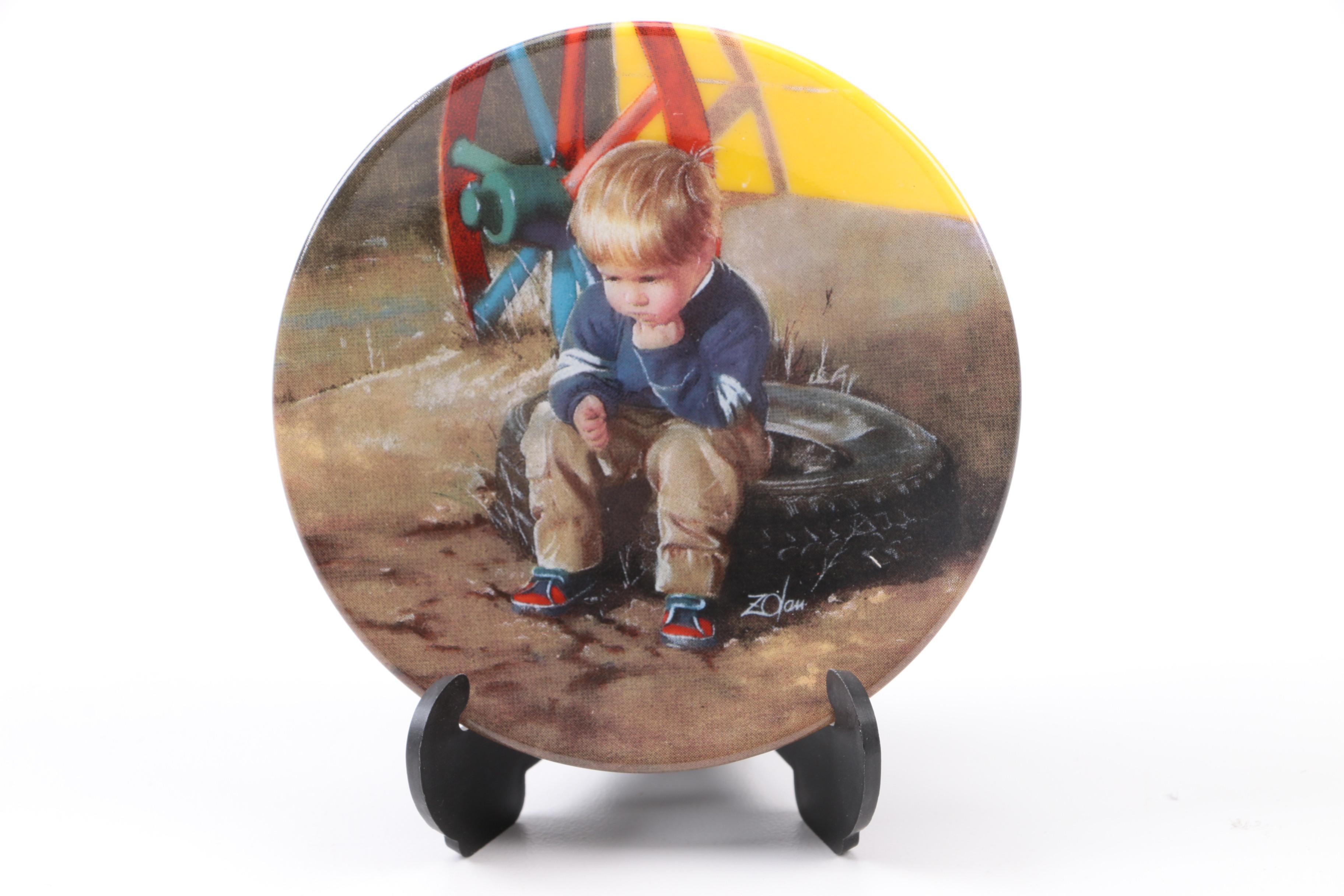 Pemberton & Oaks Miniature Plates Featuring Donald Zolan's Child Motif Artworks