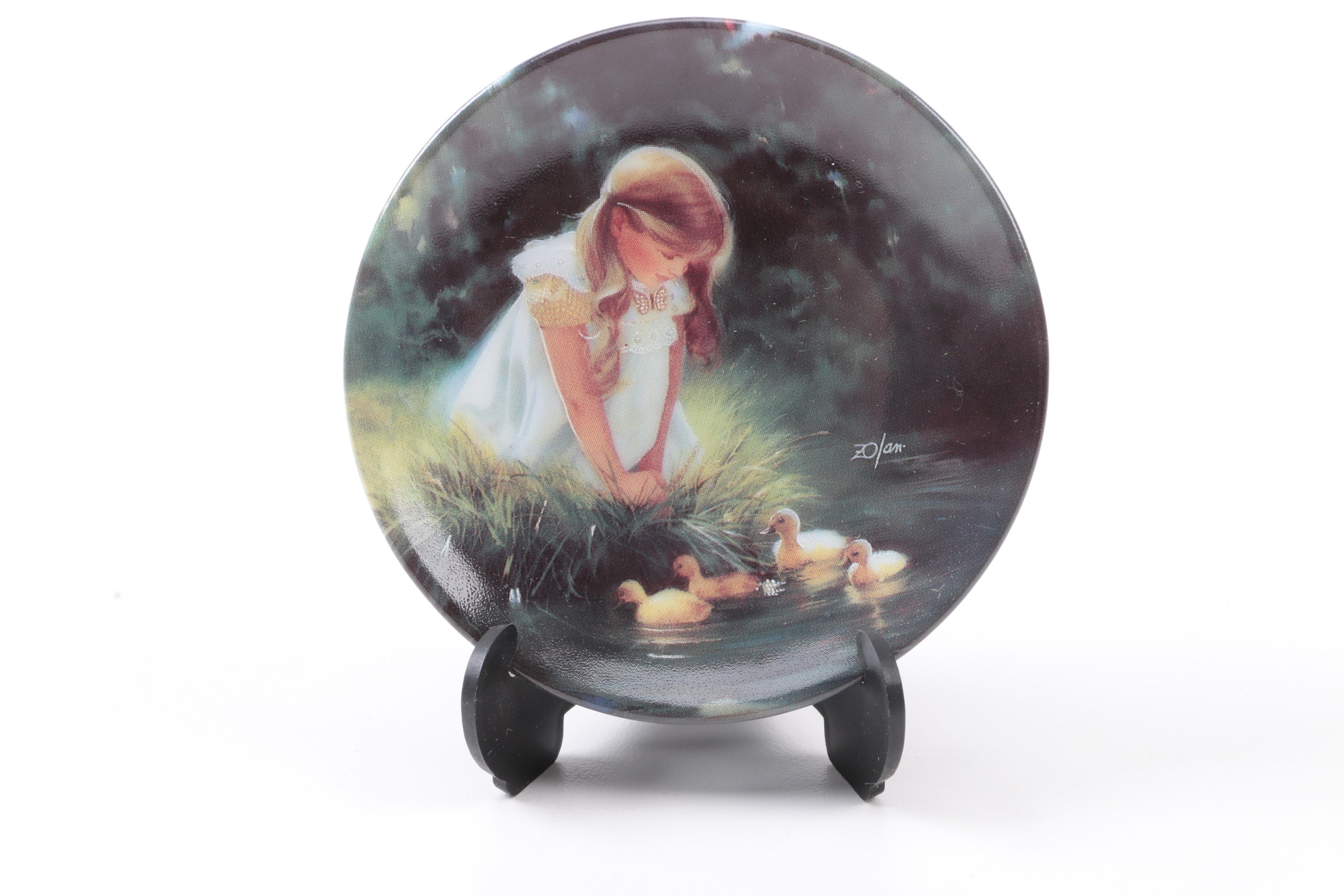 Pemberton & Oaks Miniature Plates Featuring Donald Zolan's Child Motif Artworks