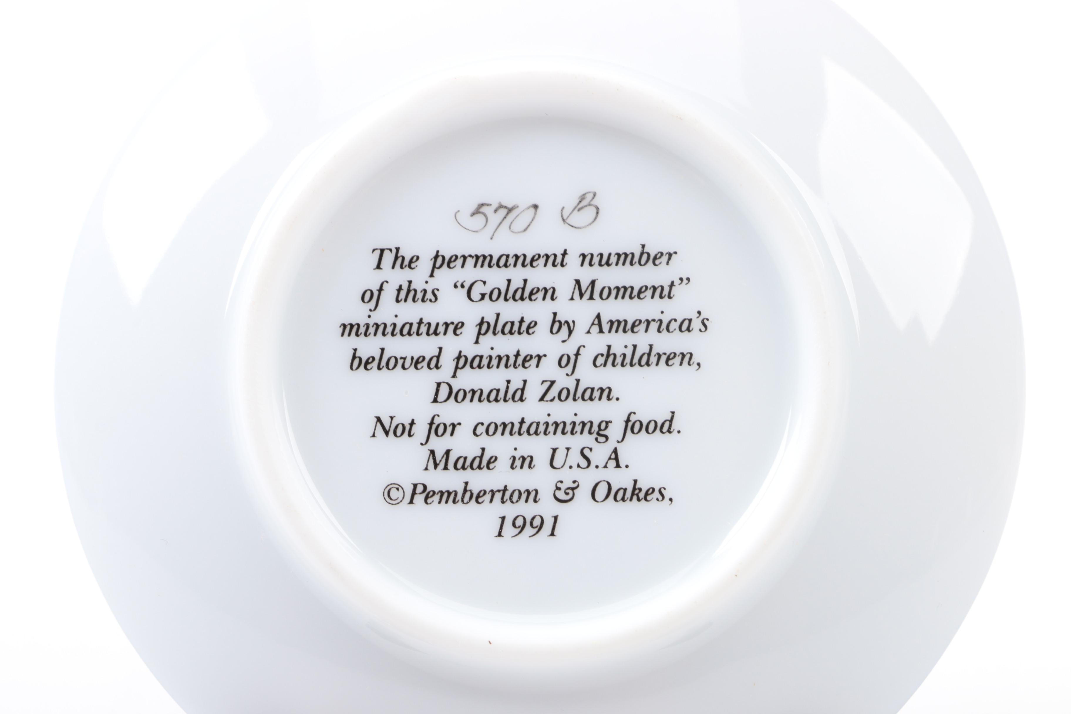 Pemberton & Oaks Miniature Plates Featuring Donald Zolan's Child Motif Artworks