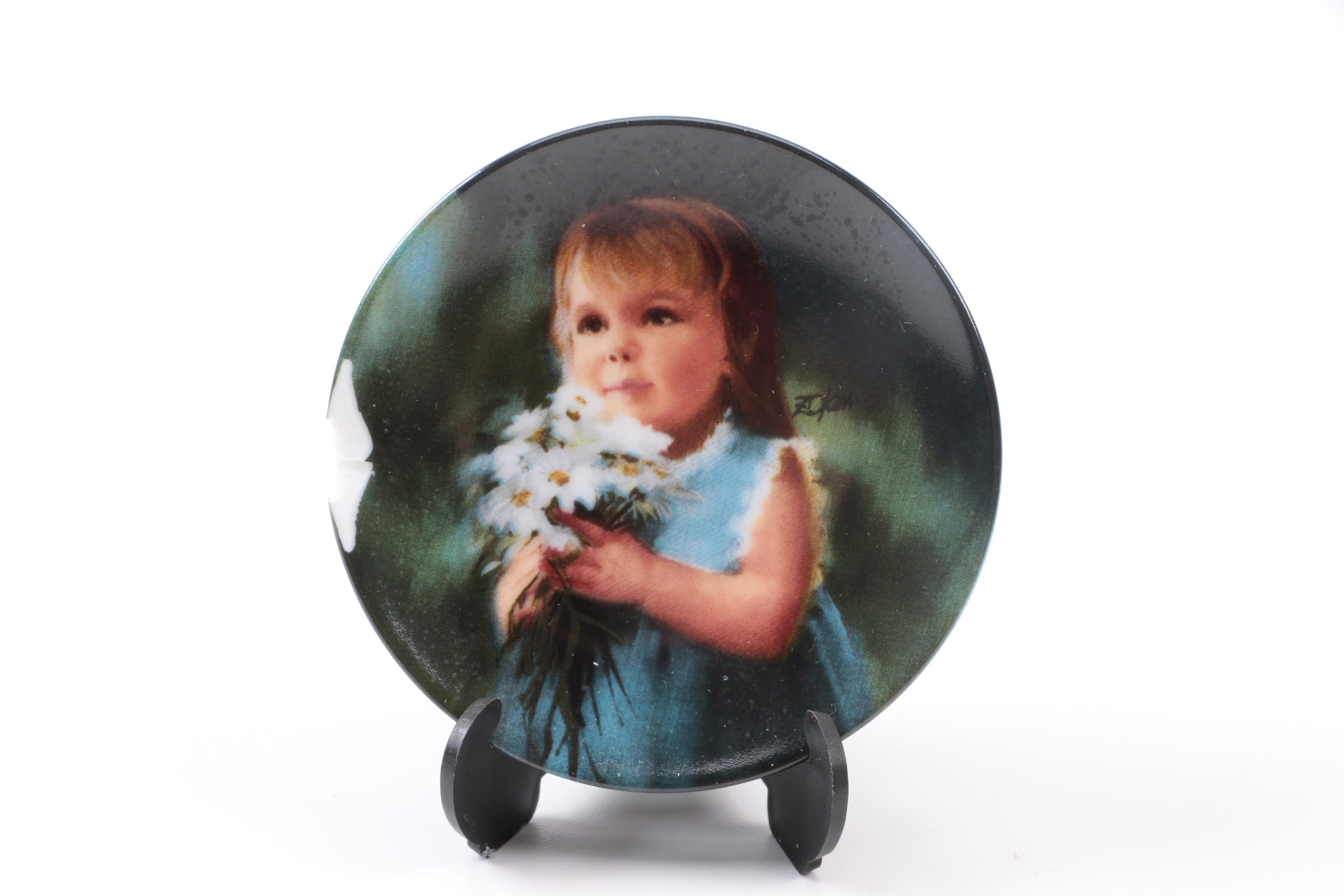 Pemberton & Oaks Miniature Plates Featuring Donald Zolan's Child Motif Artworks