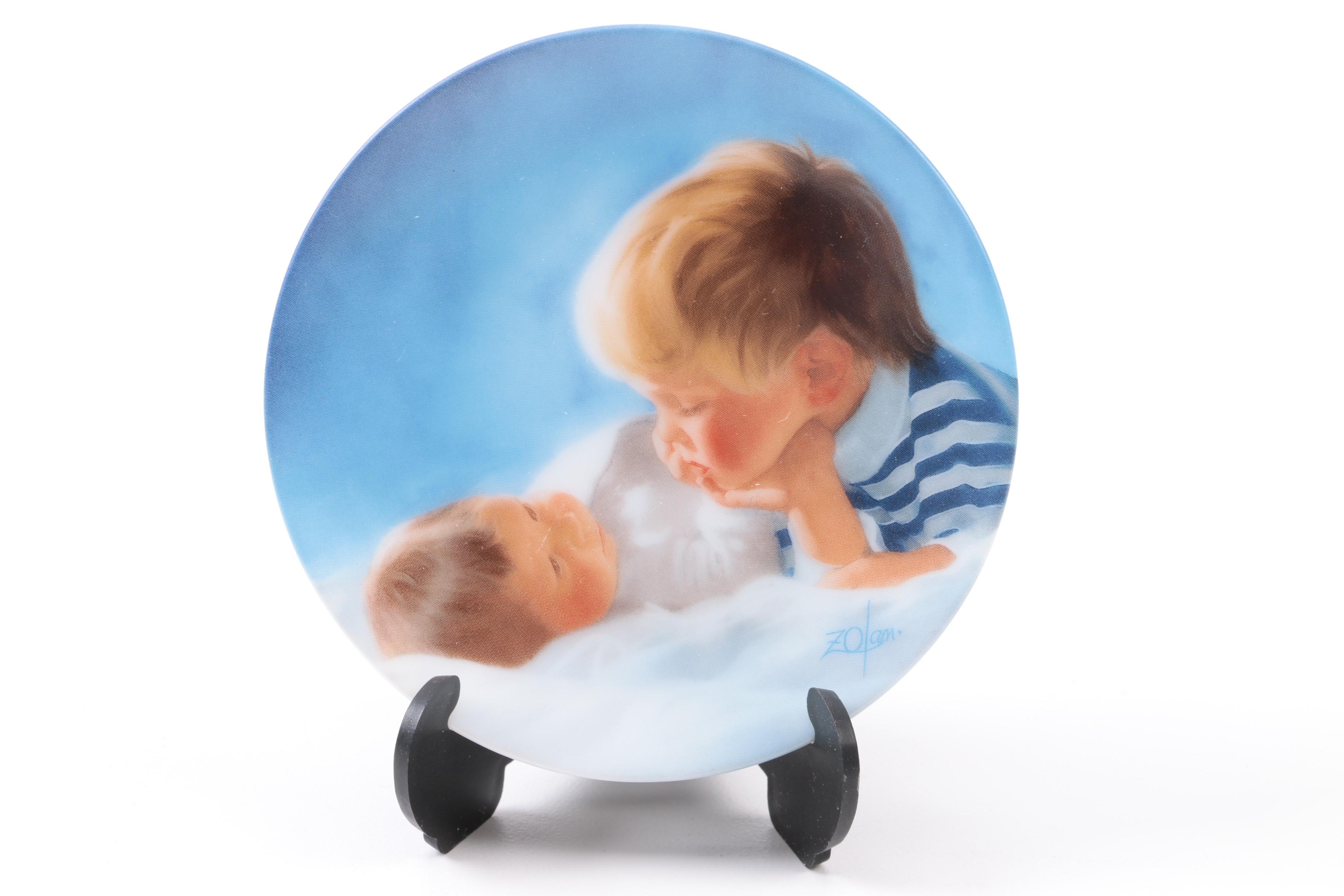 Pemberton & Oaks Miniature Plates Featuring Donald Zolan's Child Motif Artworks