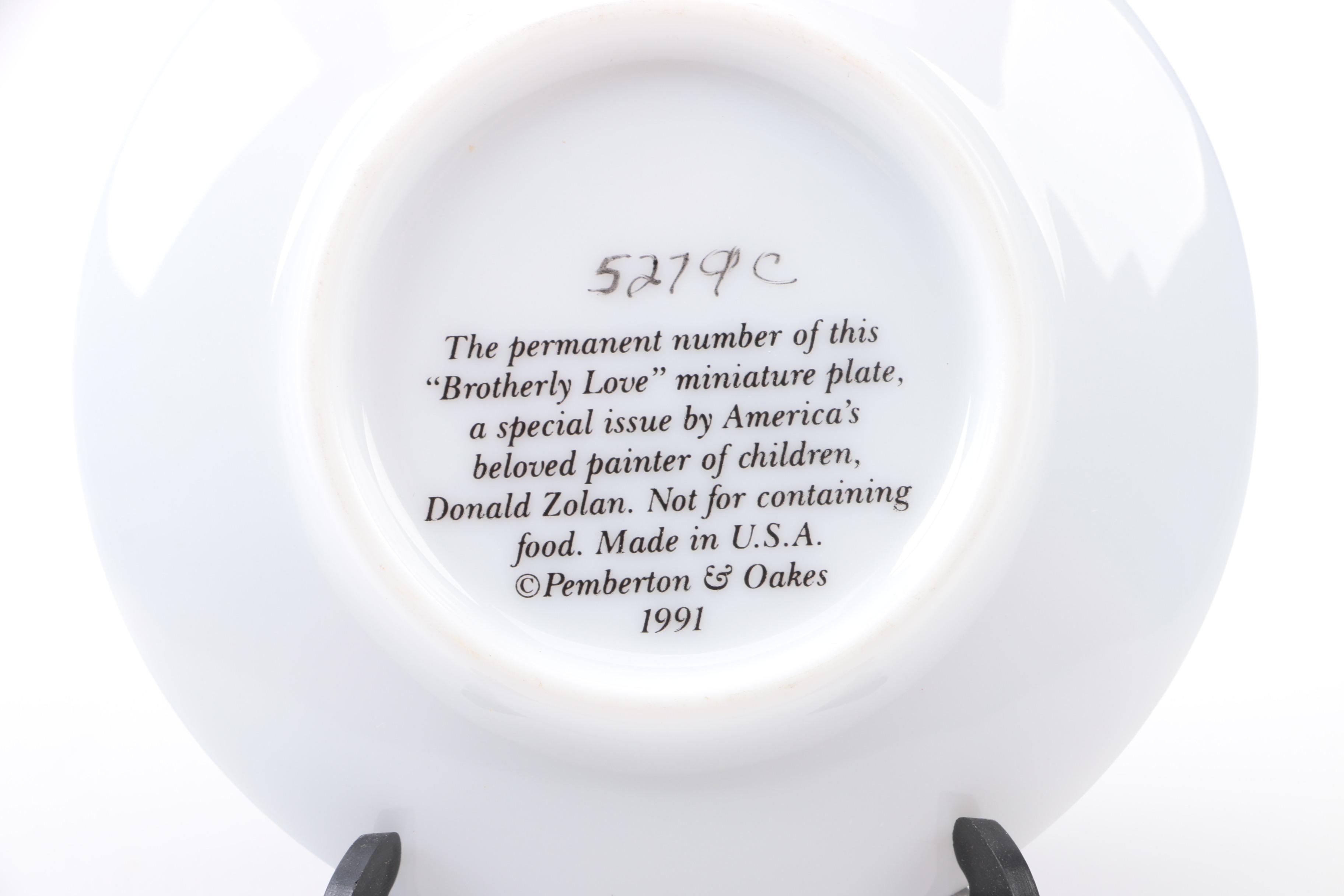 Pemberton & Oaks Miniature Plates Featuring Donald Zolan's Child Motif Artworks