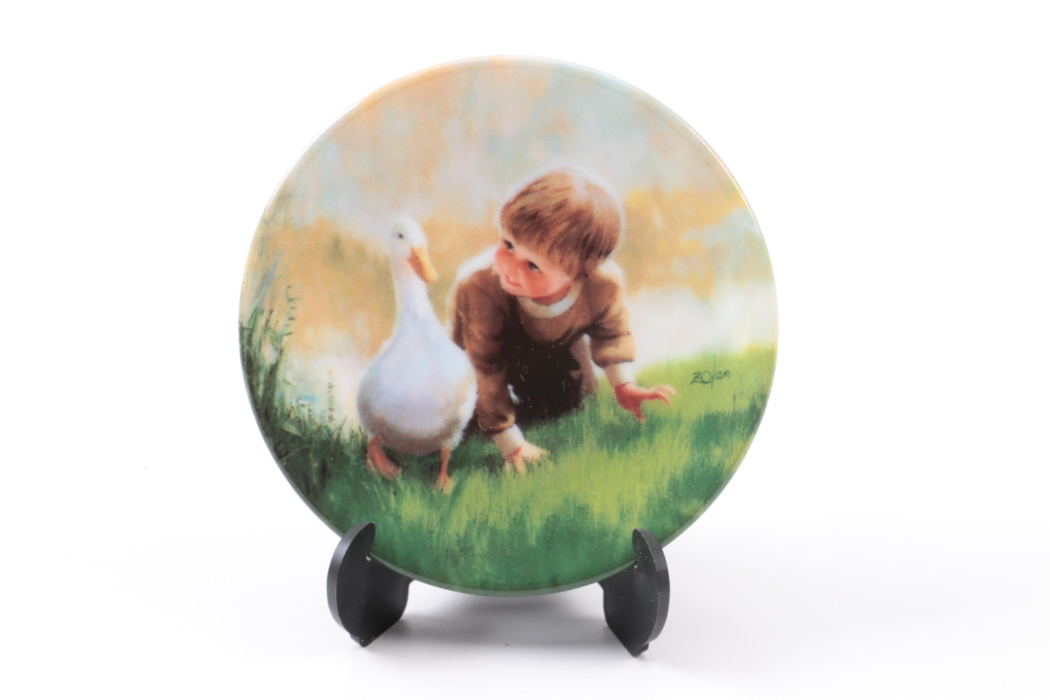Pemberton & Oaks Miniature Plates Featuring Donald Zolan's Child Motif Artworks
