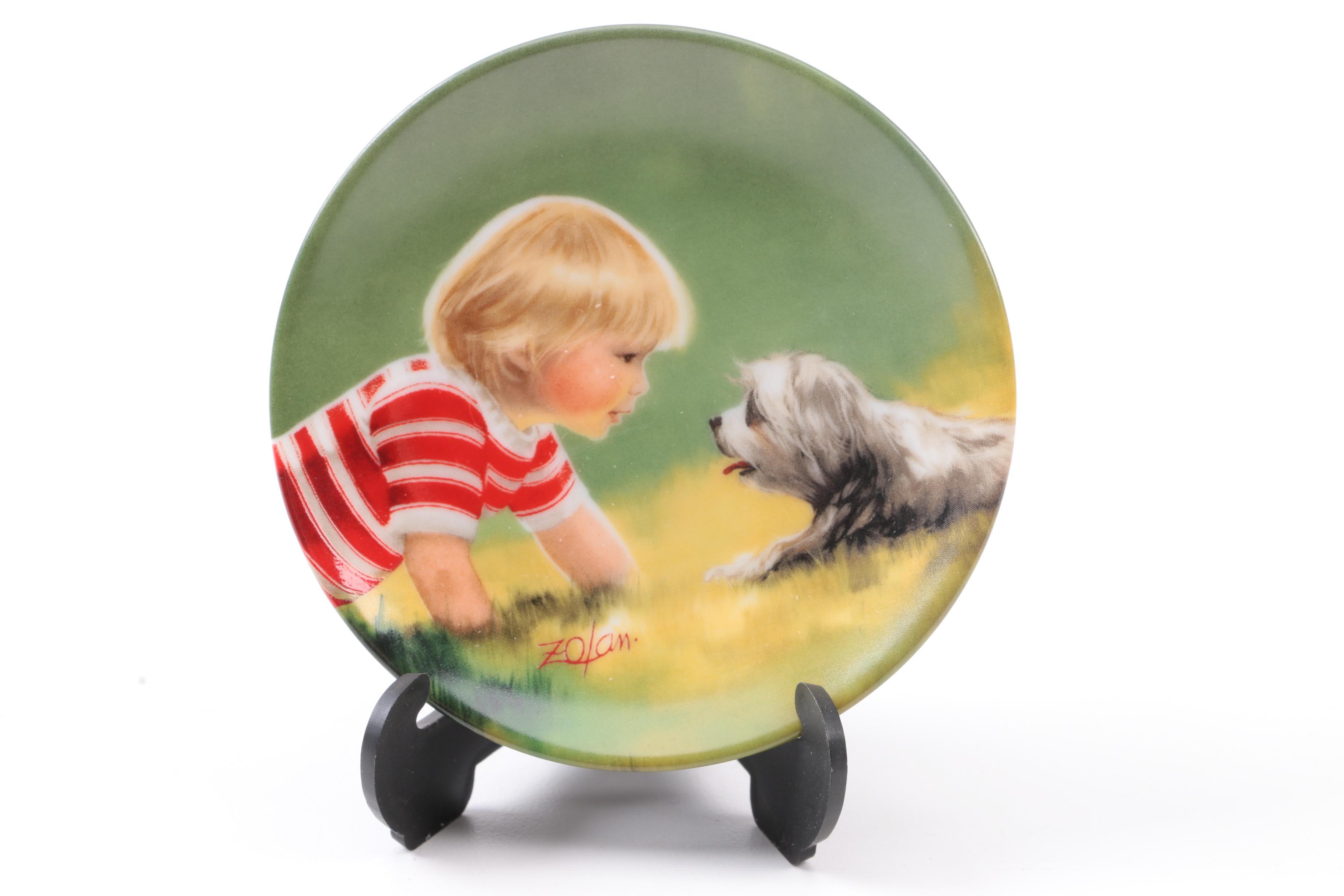 Pemberton & Oaks Miniature Plates Featuring Donald Zolan's Child Motif Artworks
