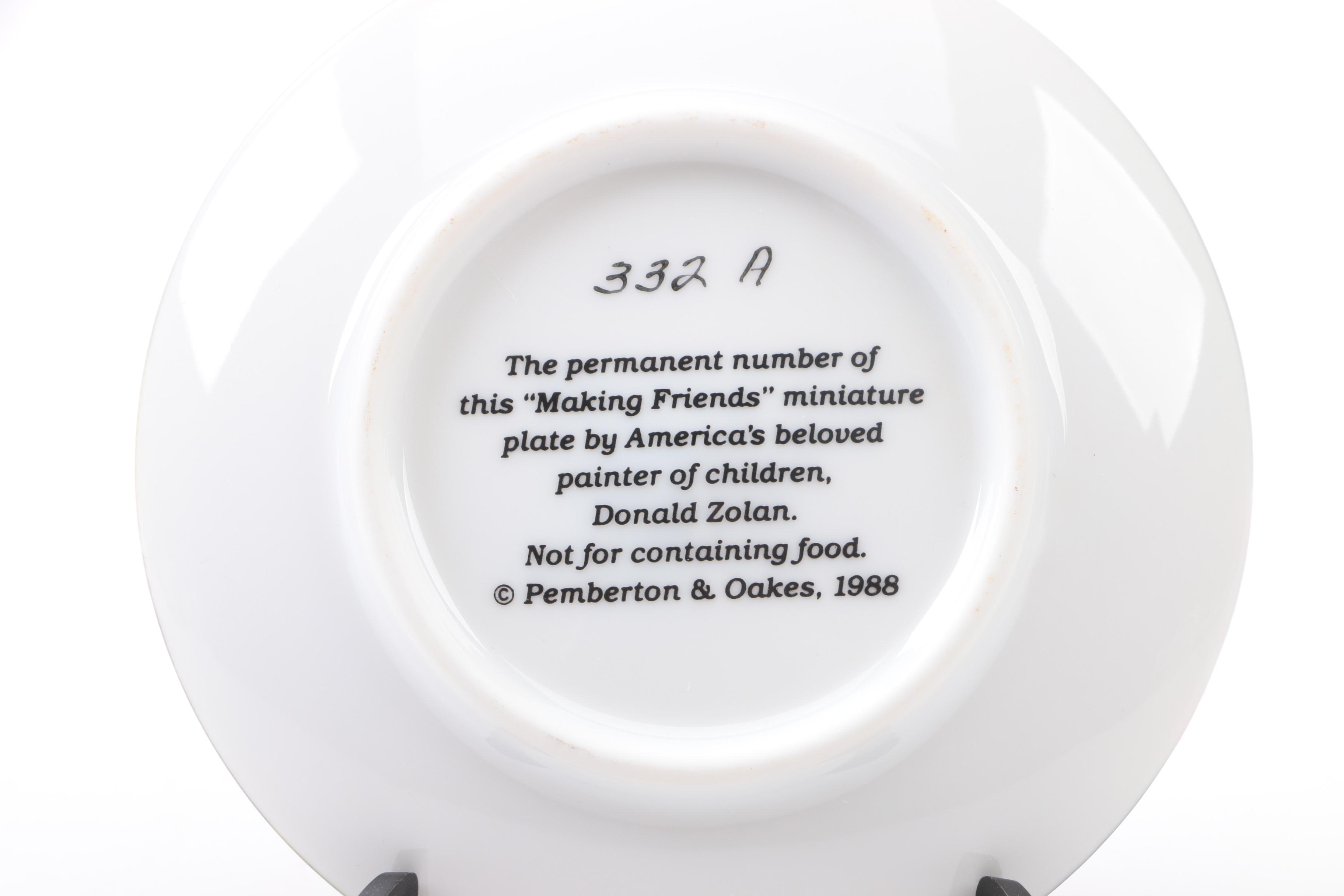 Pemberton & Oaks Miniature Plates Featuring Donald Zolan's Child Motif Artworks