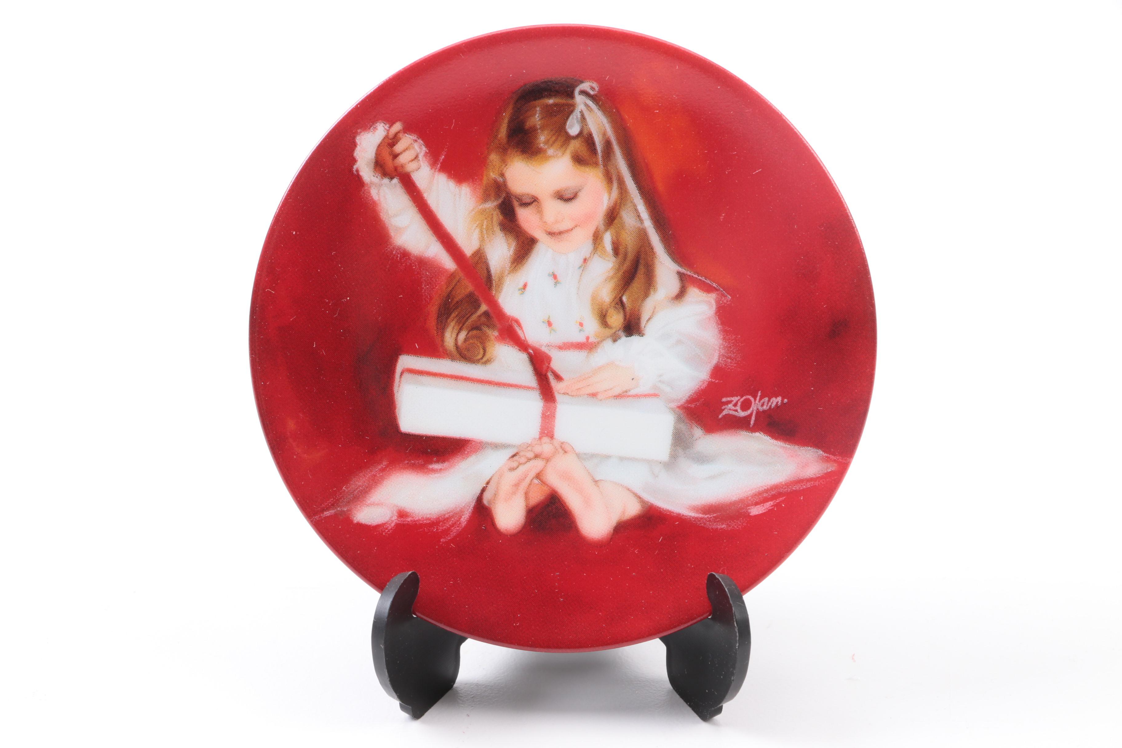 Pemberton & Oaks Miniature Plates Featuring Donald Zolan's Child Motif Artworks