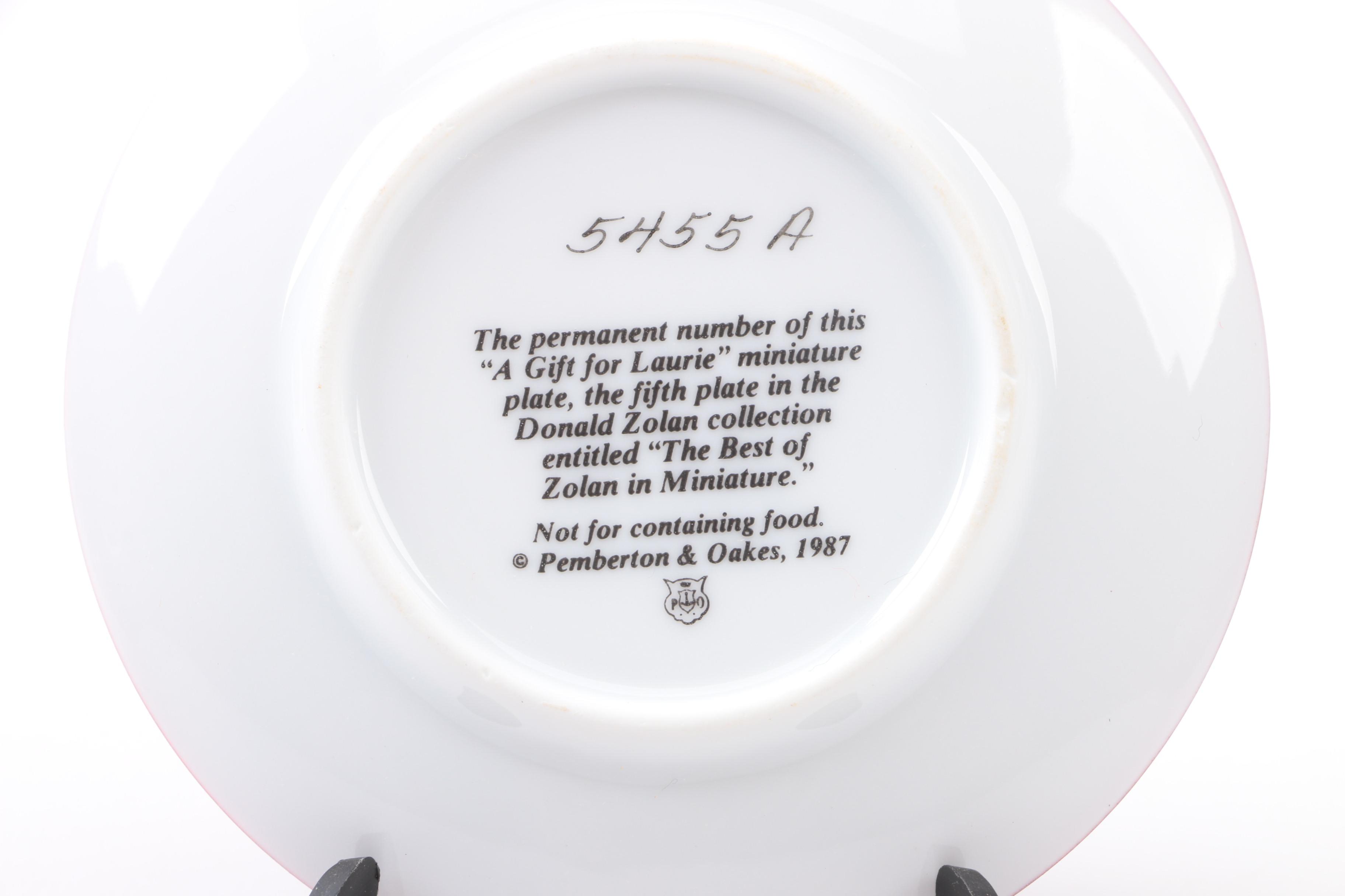 Pemberton & Oaks Miniature Plates Featuring Donald Zolan's Child Motif Artworks