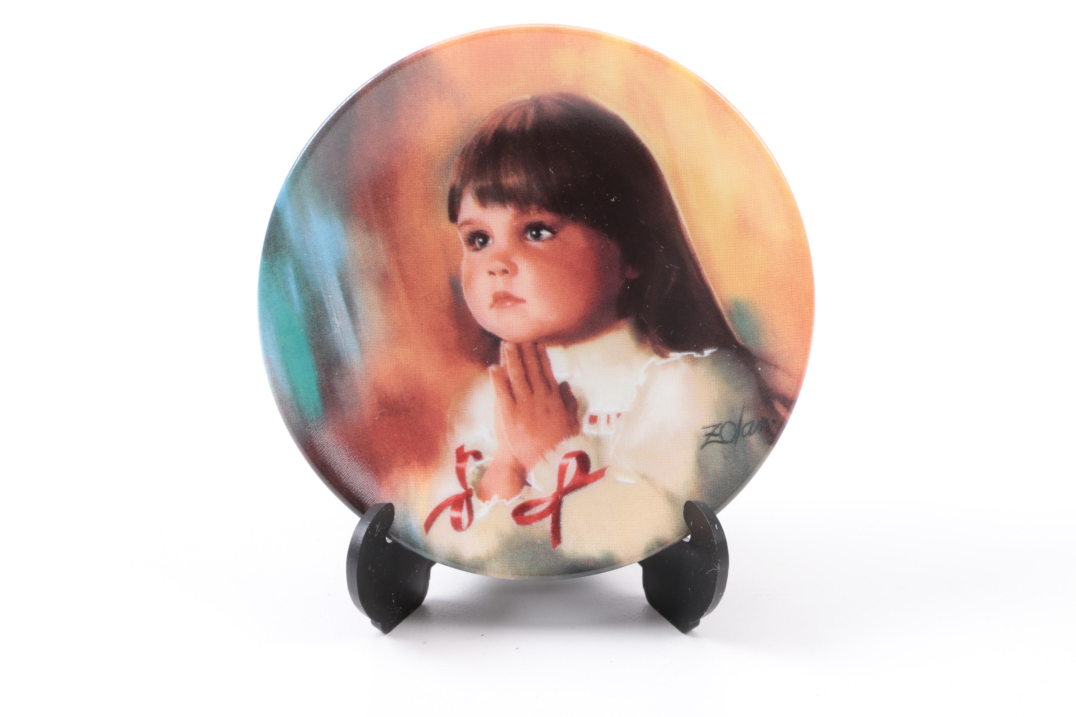 Pemberton & Oaks Miniature Plates Featuring Donald Zolan's Child Motif Artworks