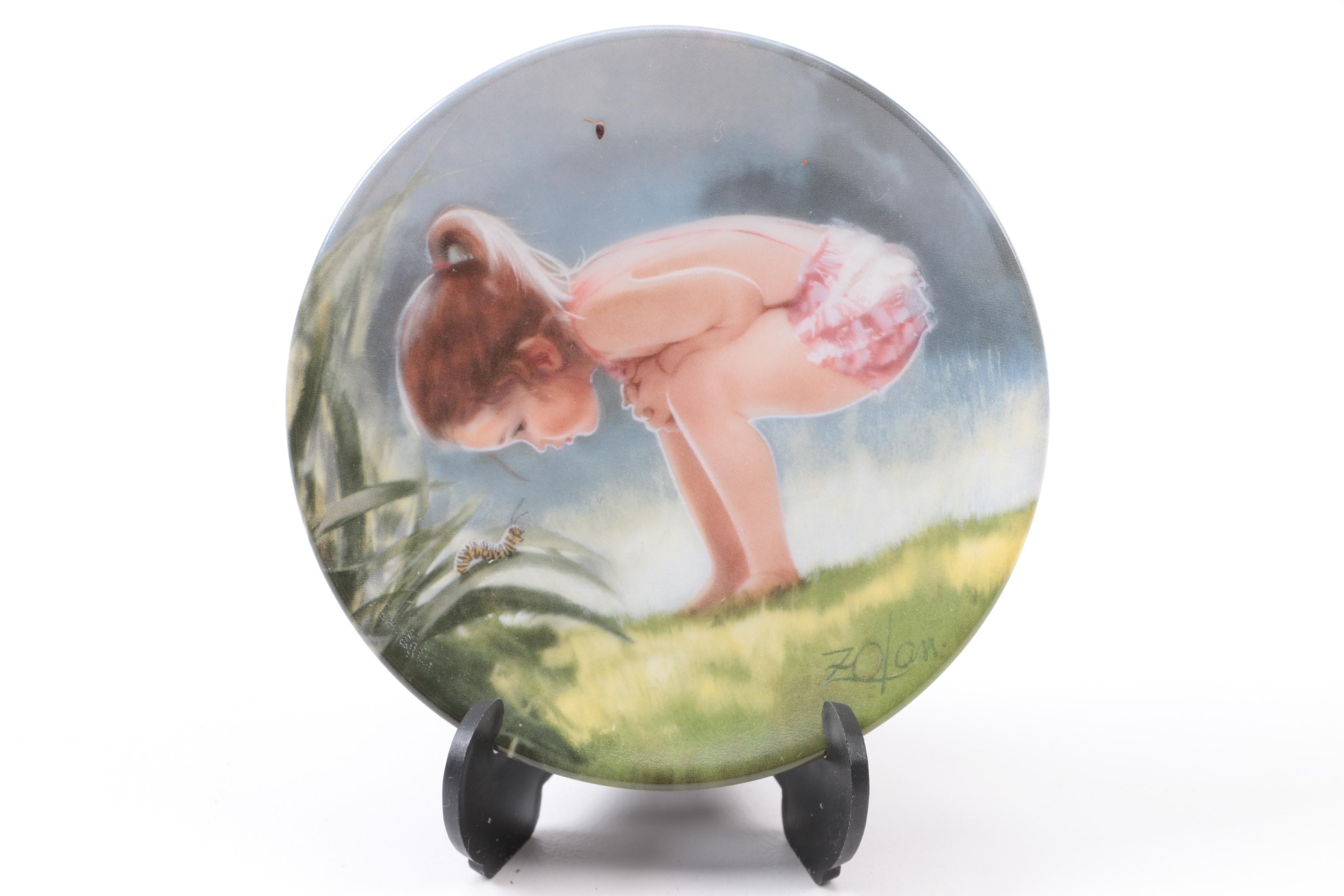 Pemberton & Oaks Miniature Plates Featuring Donald Zolan's Child Motif Artworks