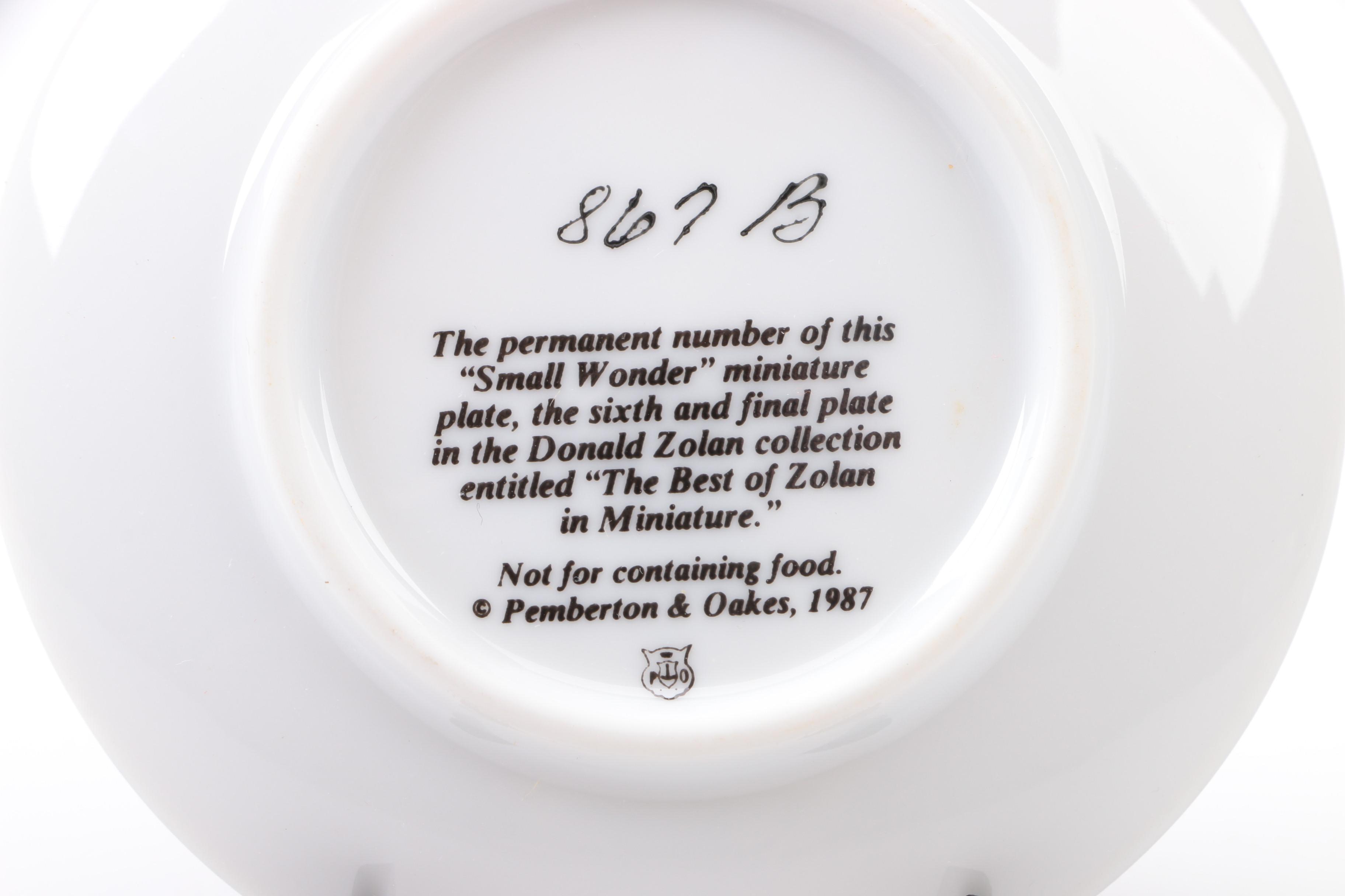 Pemberton & Oaks Miniature Plates Featuring Donald Zolan's Child Motif Artworks