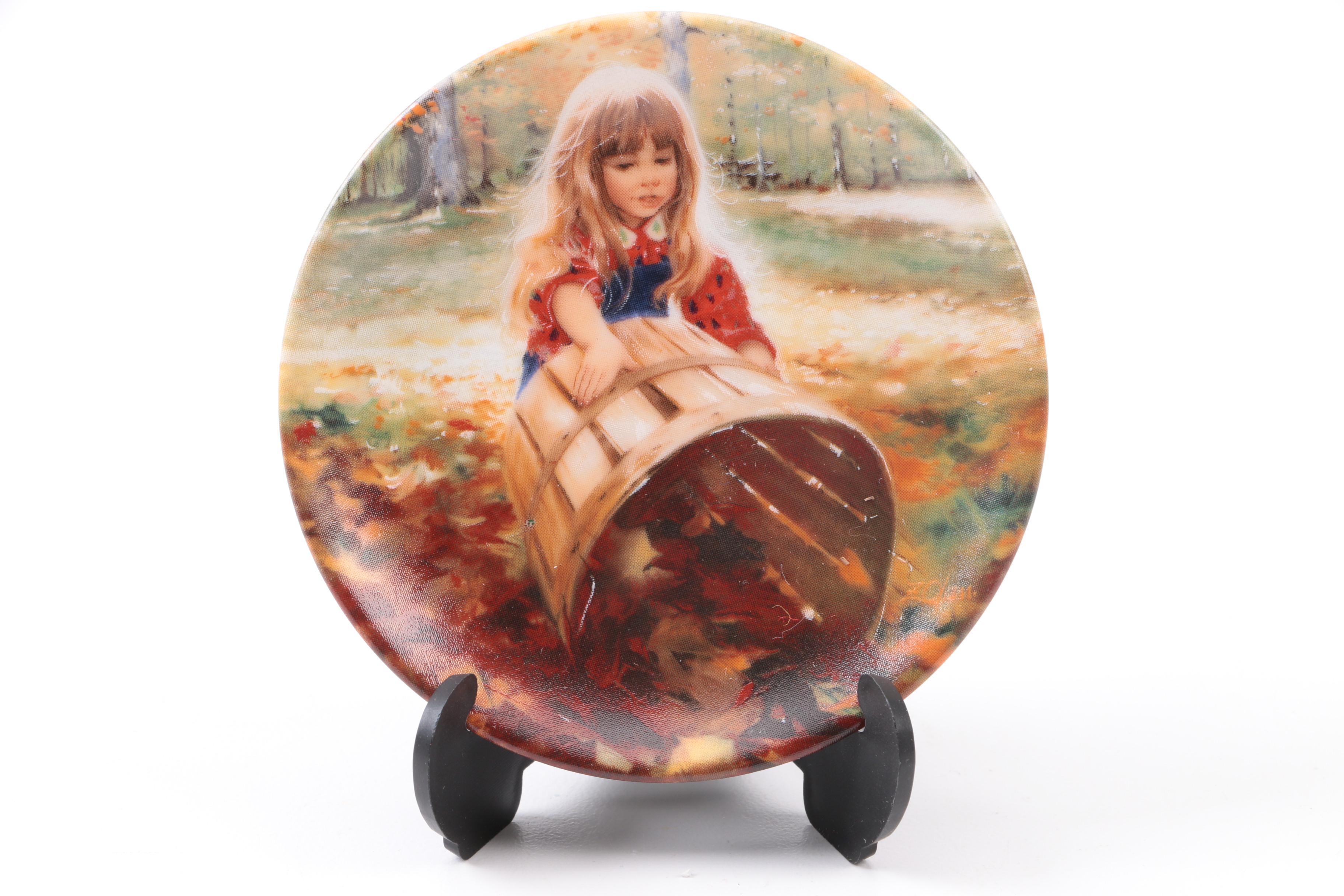 Pemberton & Oaks Miniature Plates Featuring Donald Zolan's Child Motif Artworks