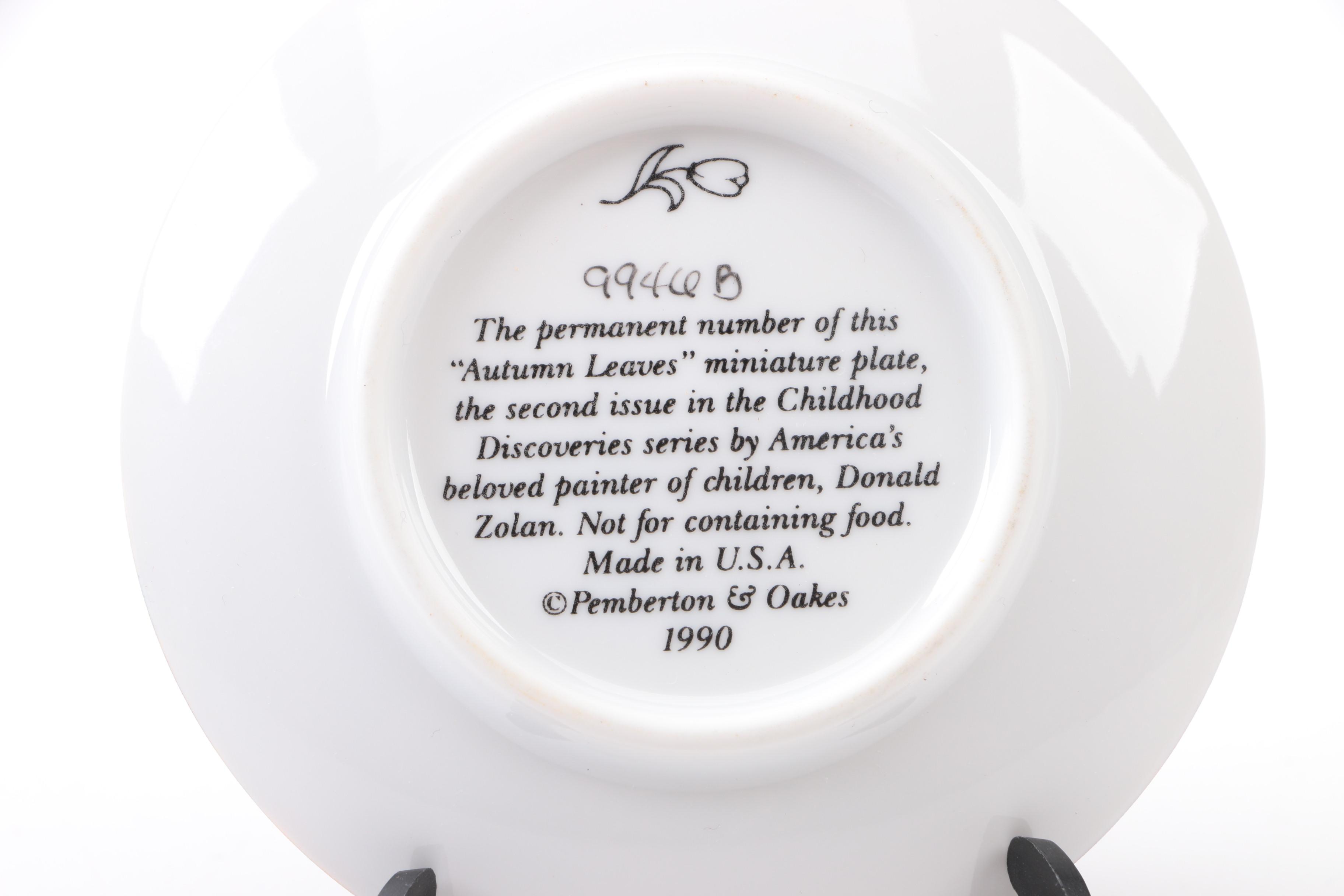 Pemberton & Oaks Miniature Plates Featuring Donald Zolan's Child Motif Artworks
