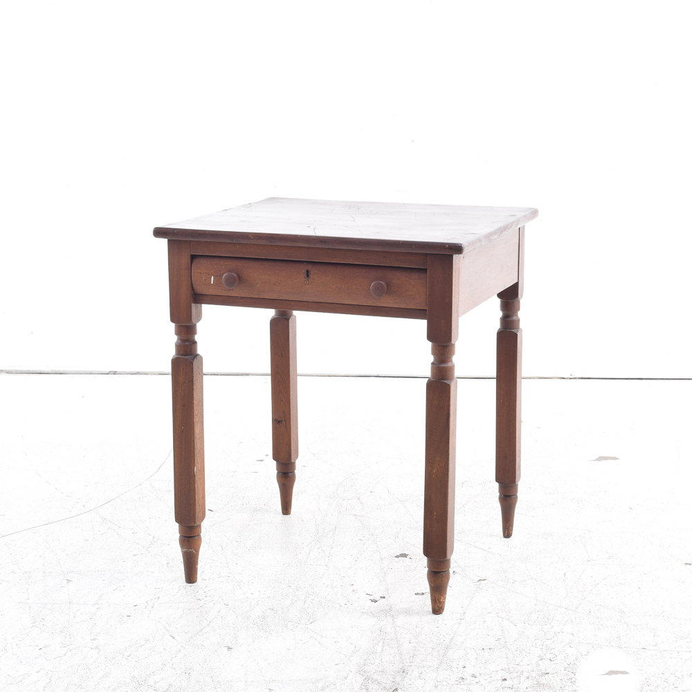 Antique Walnut End Table with Drawer
