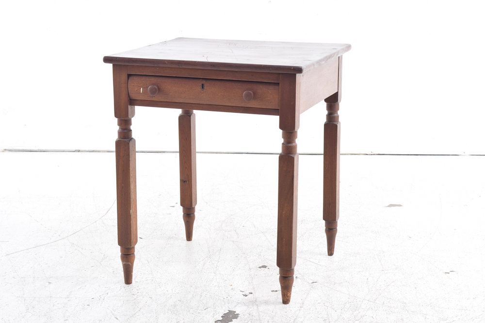 Antique Walnut End Table with Drawer
