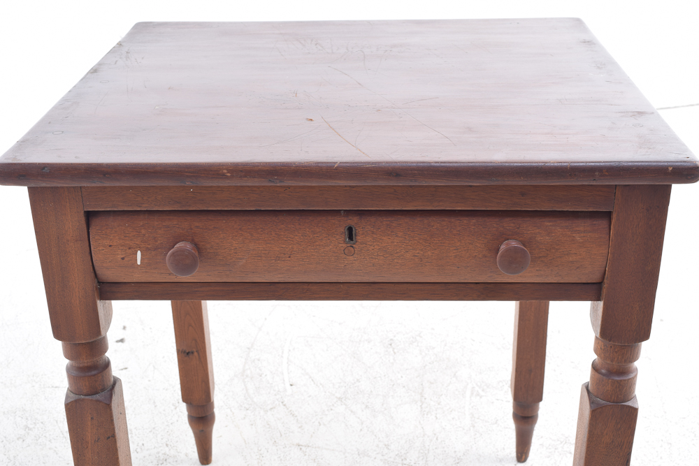 Antique Walnut End Table with Drawer