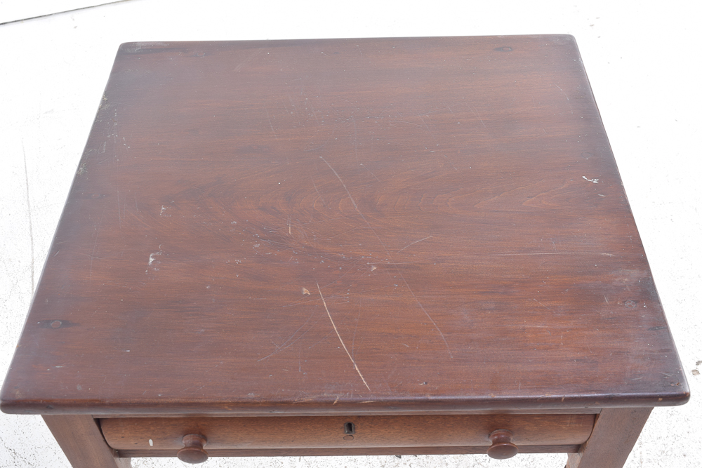 Antique Walnut End Table with Drawer