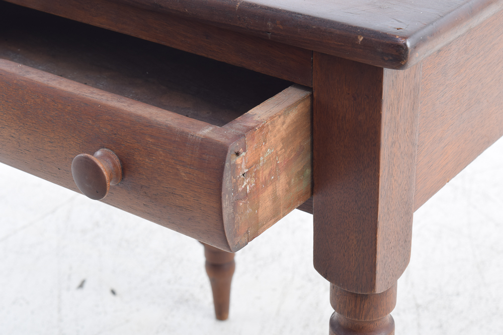 Antique Walnut End Table with Drawer