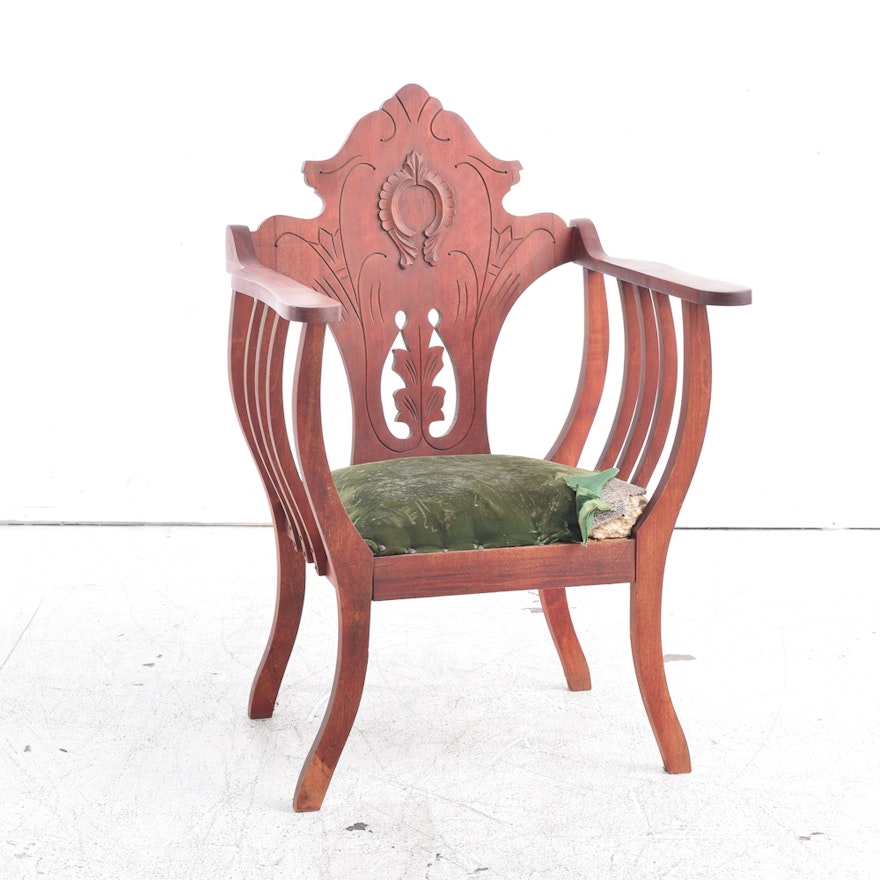 Colonial-Revival Birch Arm Chair