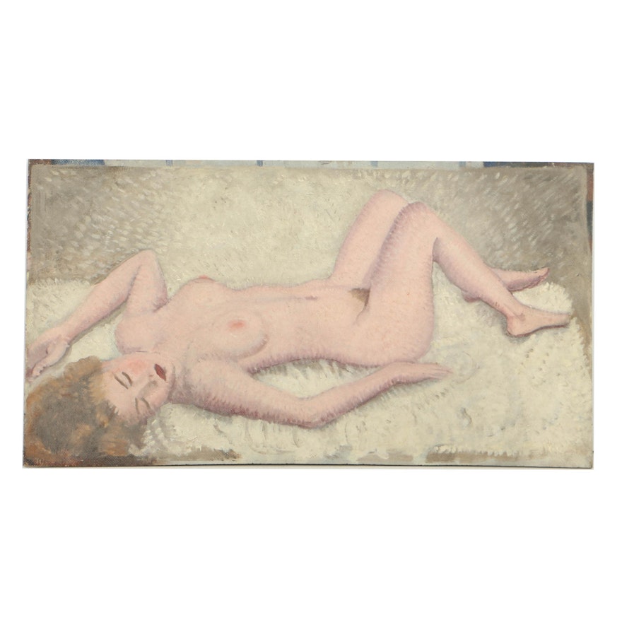 Lawrence McConaha Oil Painting on Board of Nude Female Figure