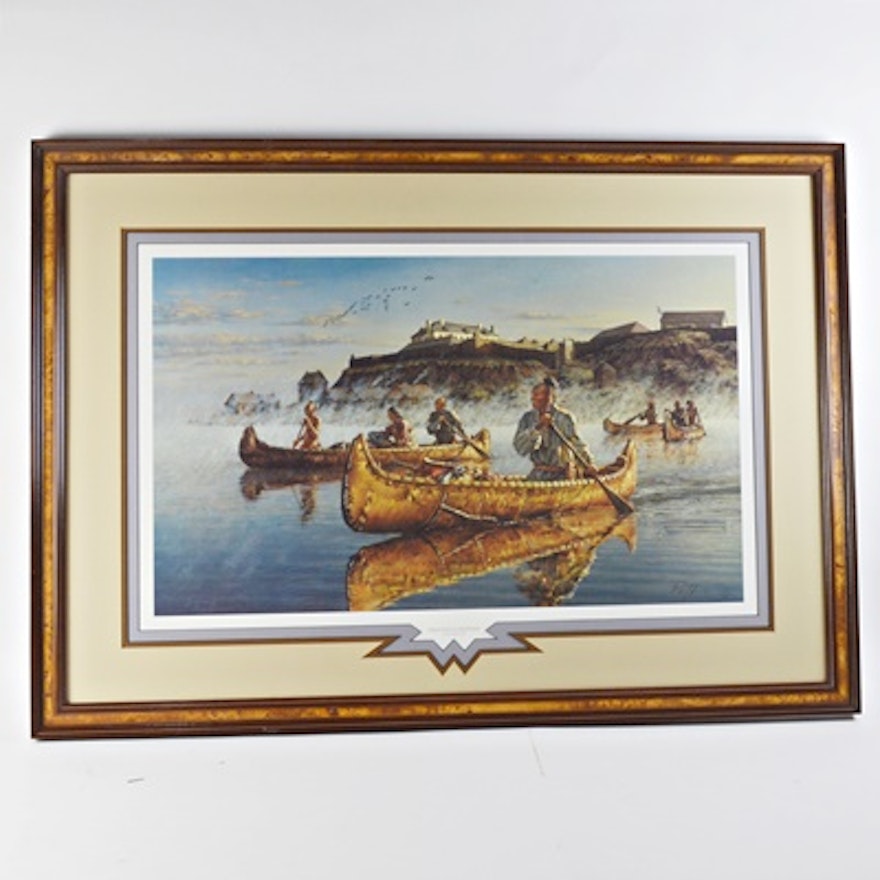 Robert Griffing LE Offset Lithograph "Departure at Daybreak Fort Niagra. 1769"