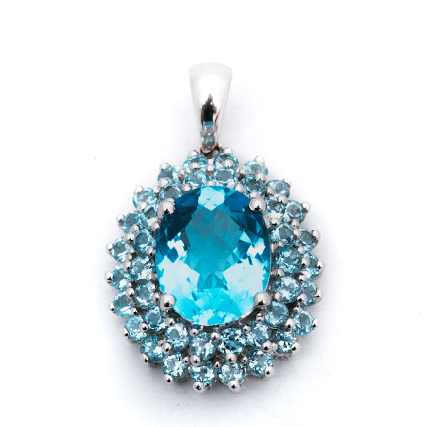 Effy 14K White Gold 4.10 CTW Blue Topaz Pendant