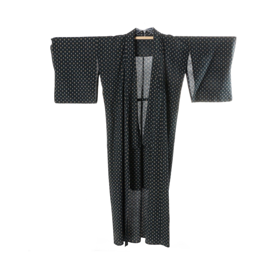 Vintage Japanese Kasuri Woven Yukata Kimono