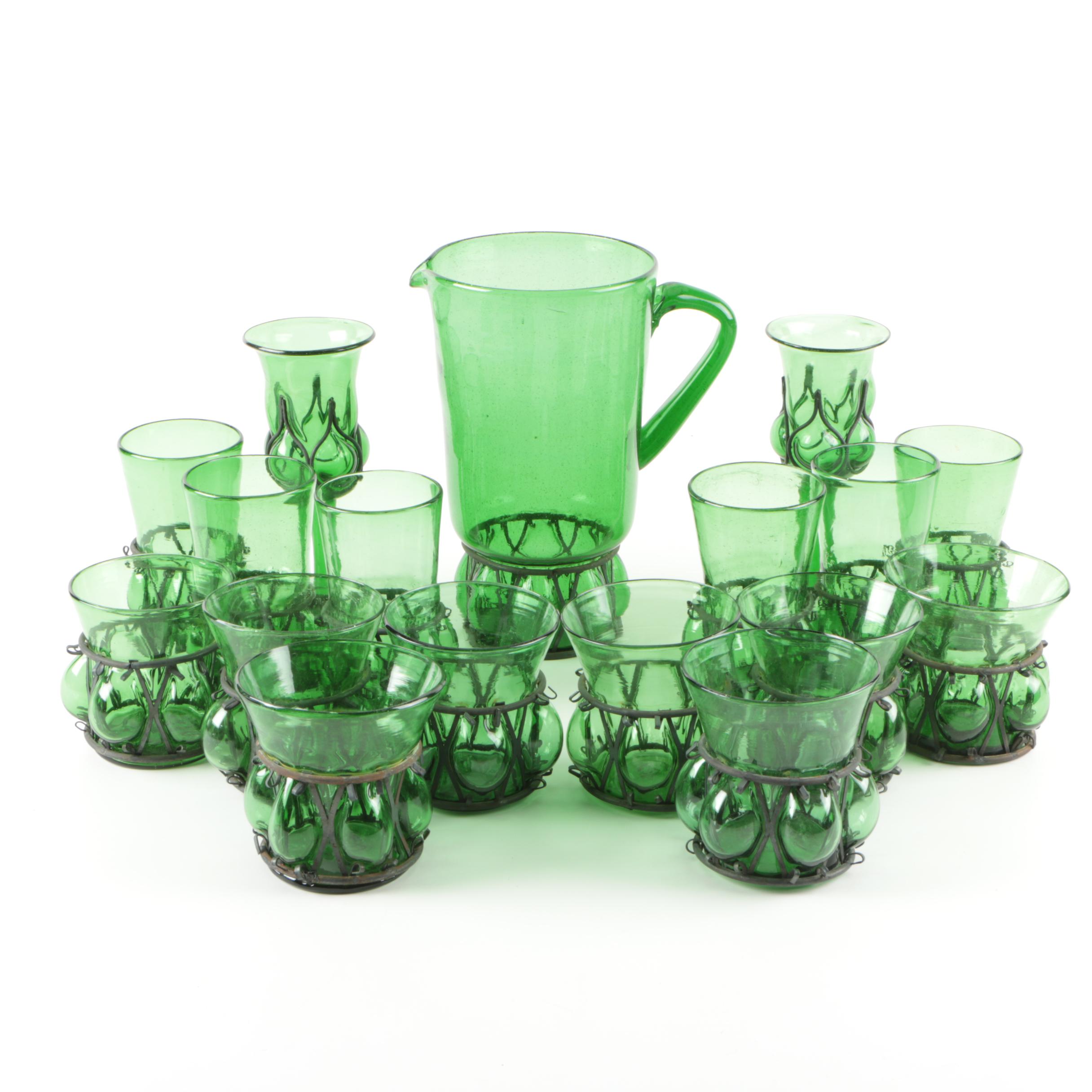 Vintage Green Glassware