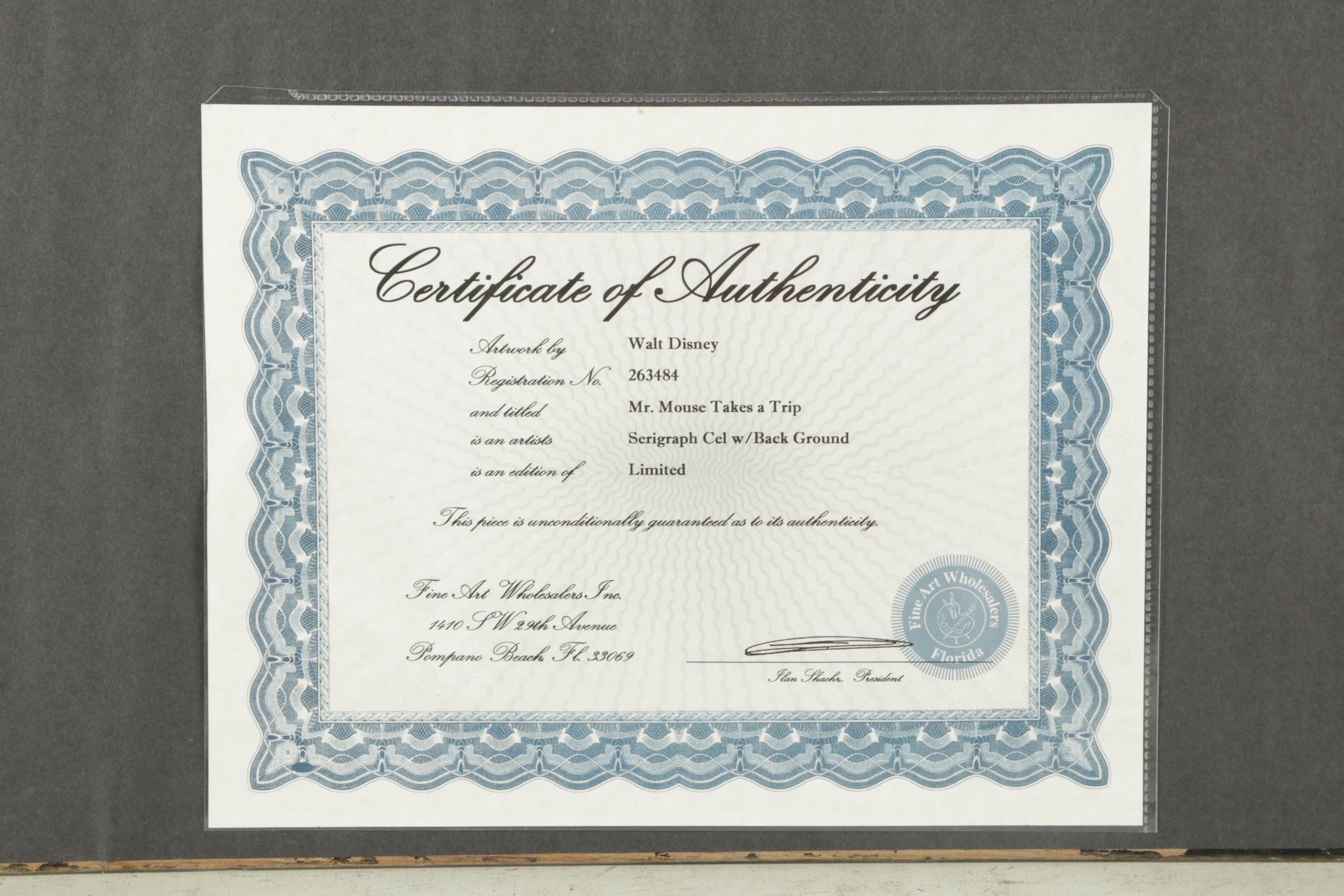 Walt Disney Reproduction Sericel "Mr. Mouse Takes A Trip"