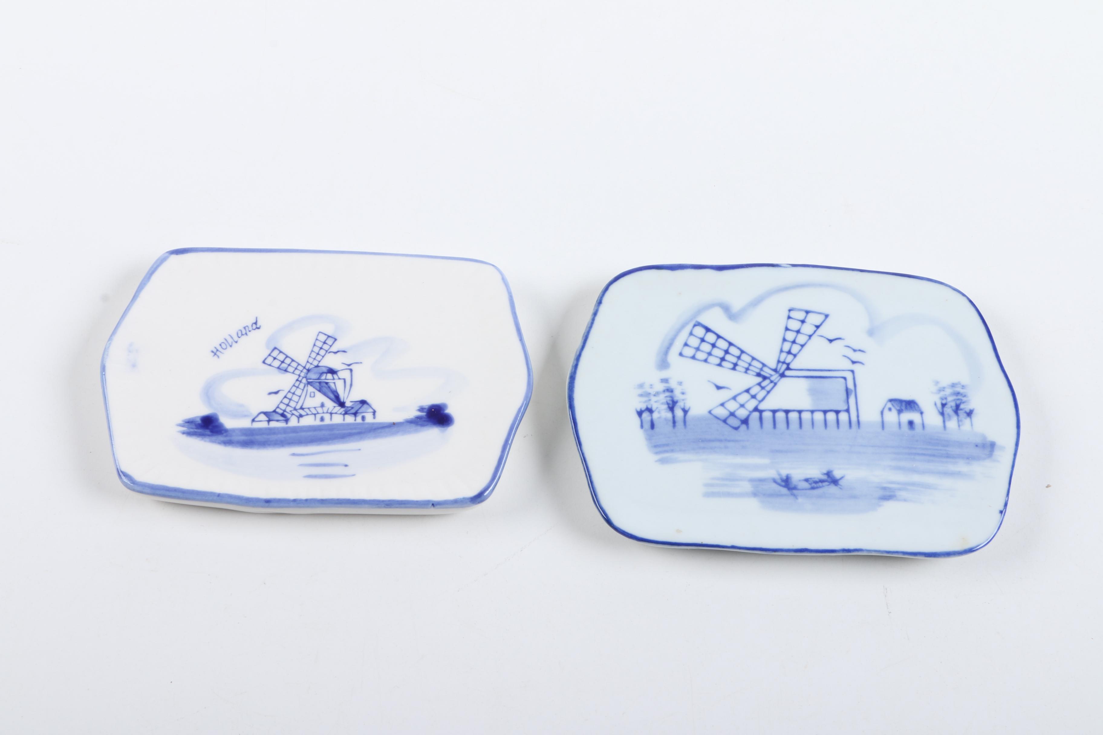 Vintage Delft Style Tableware Including Mini Tea Service