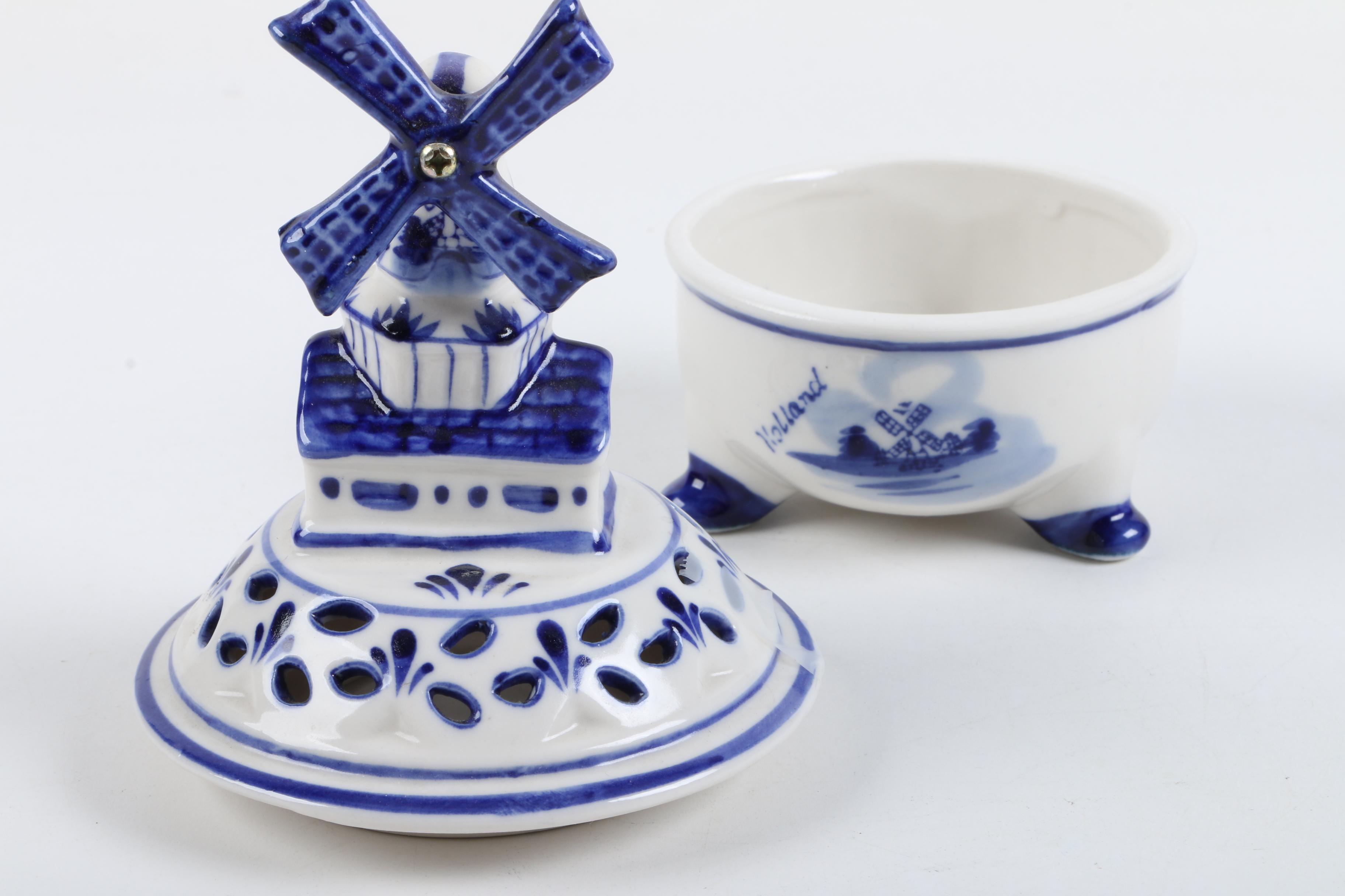 Vintage Delft Style Tableware Including Mini Tea Service