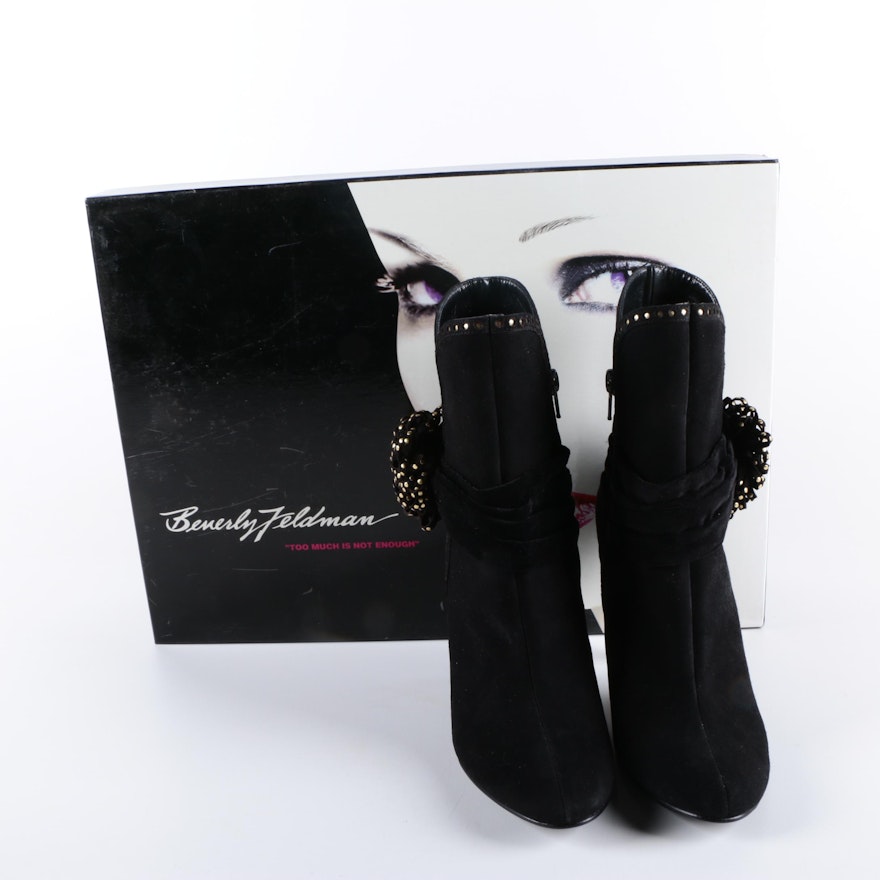 Beverly Feldman Women's Black Suede Ankle Boots