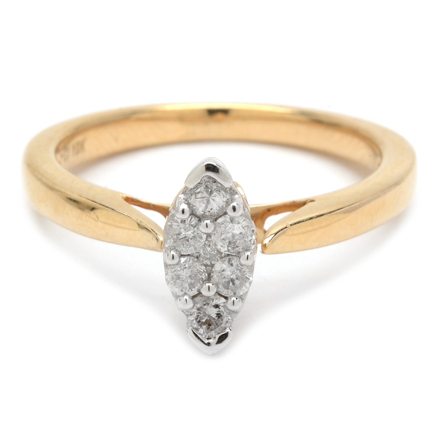 10K Yellow Gold Diamond Cluster Ring