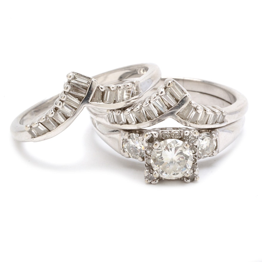 Platinum and 14K White Gold 2.28 CTW Diamond Wedding Ring Set