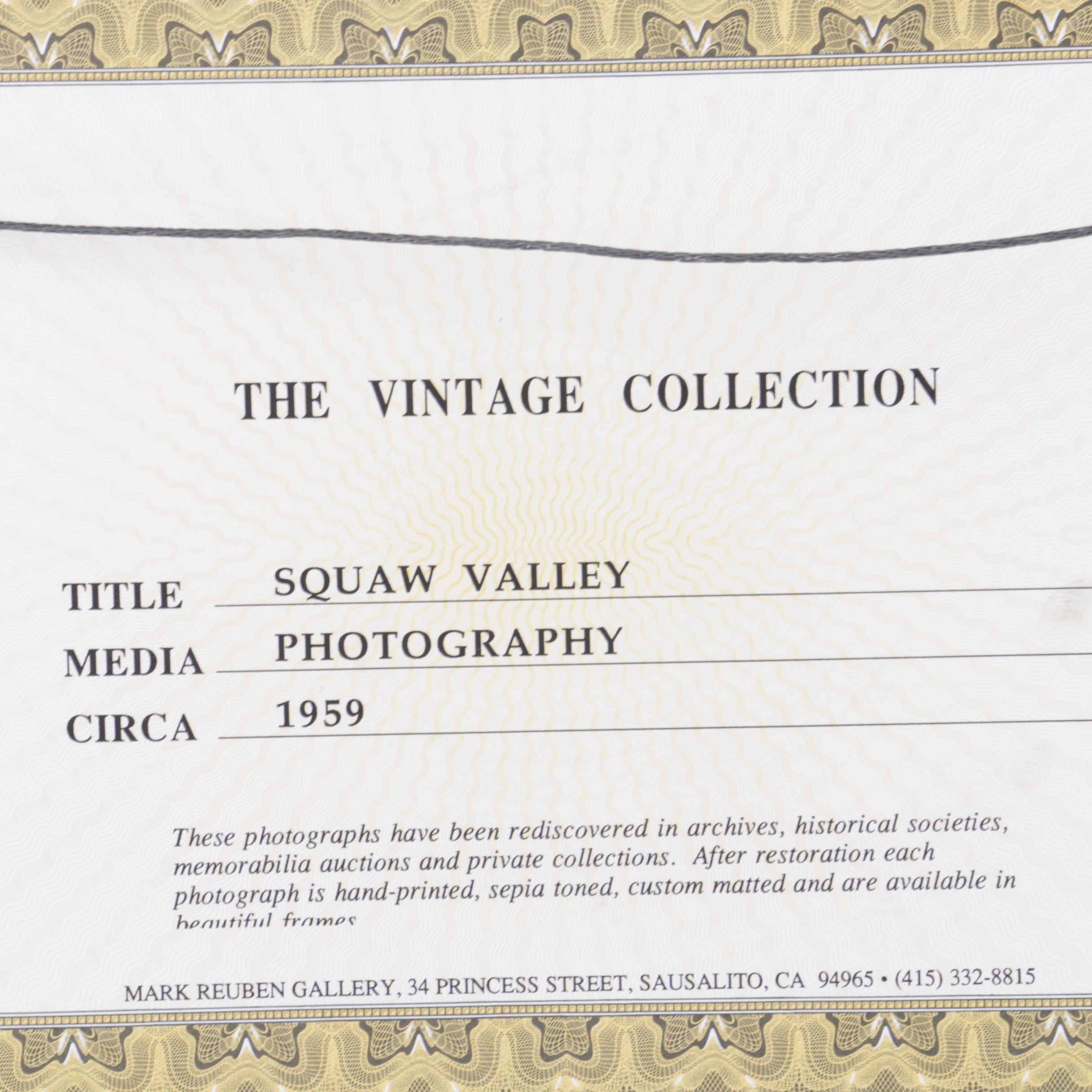 Reproduction Photograph "Olympic Trails, Squaw Valley"