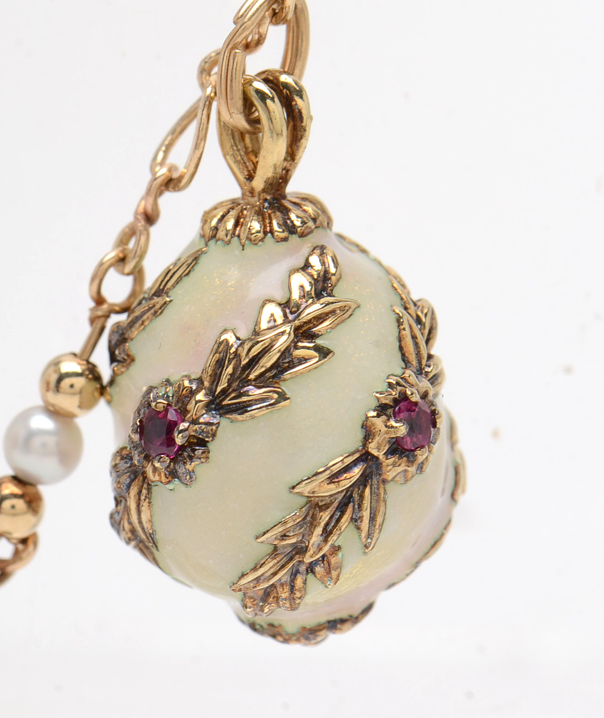 "House of Igor Carl Fabergé" 14K Yellow Gold Gemstone Fabergé Egg Necklace