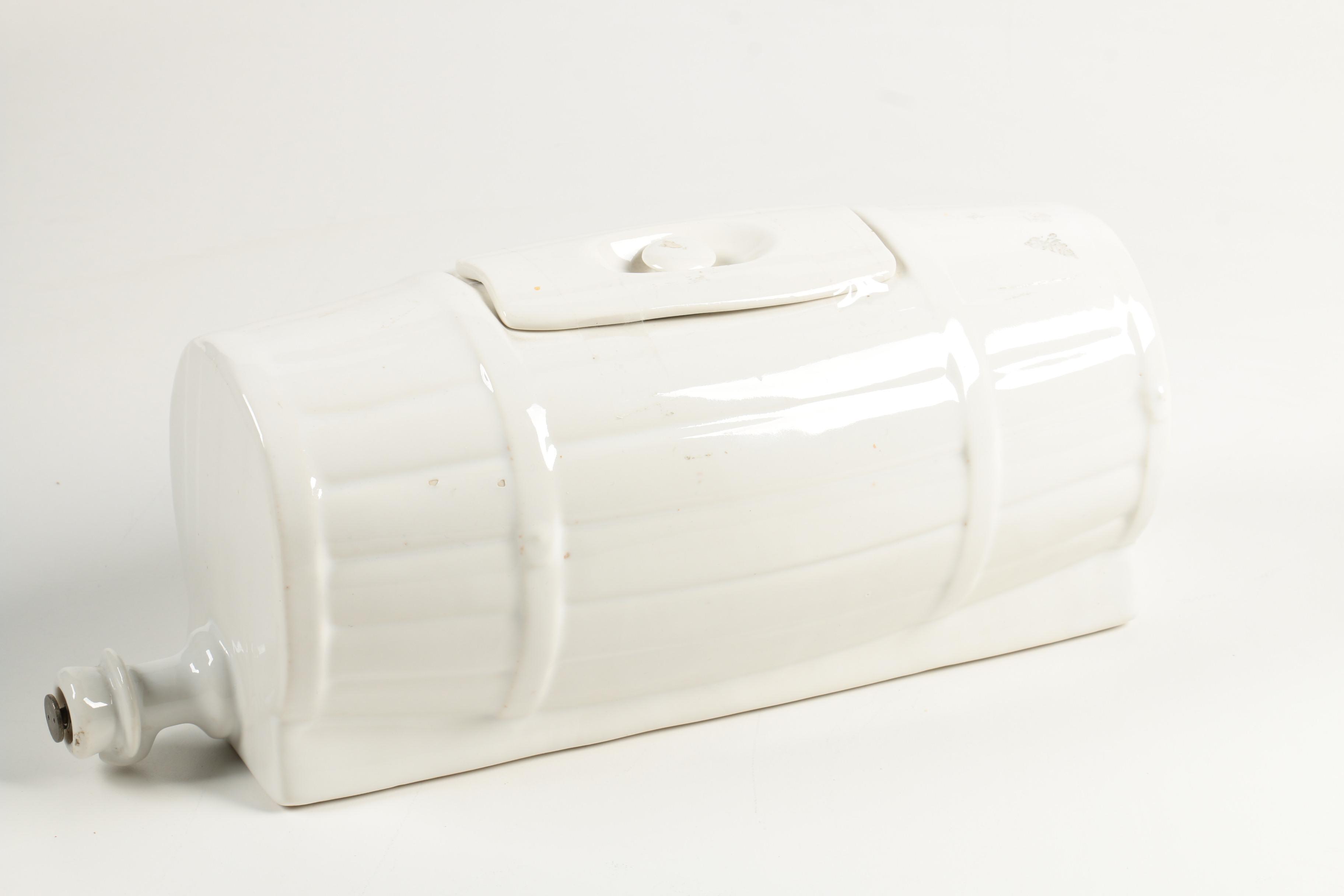 Vintage Ceramic Barrel Drink Dispenser and Pitcher