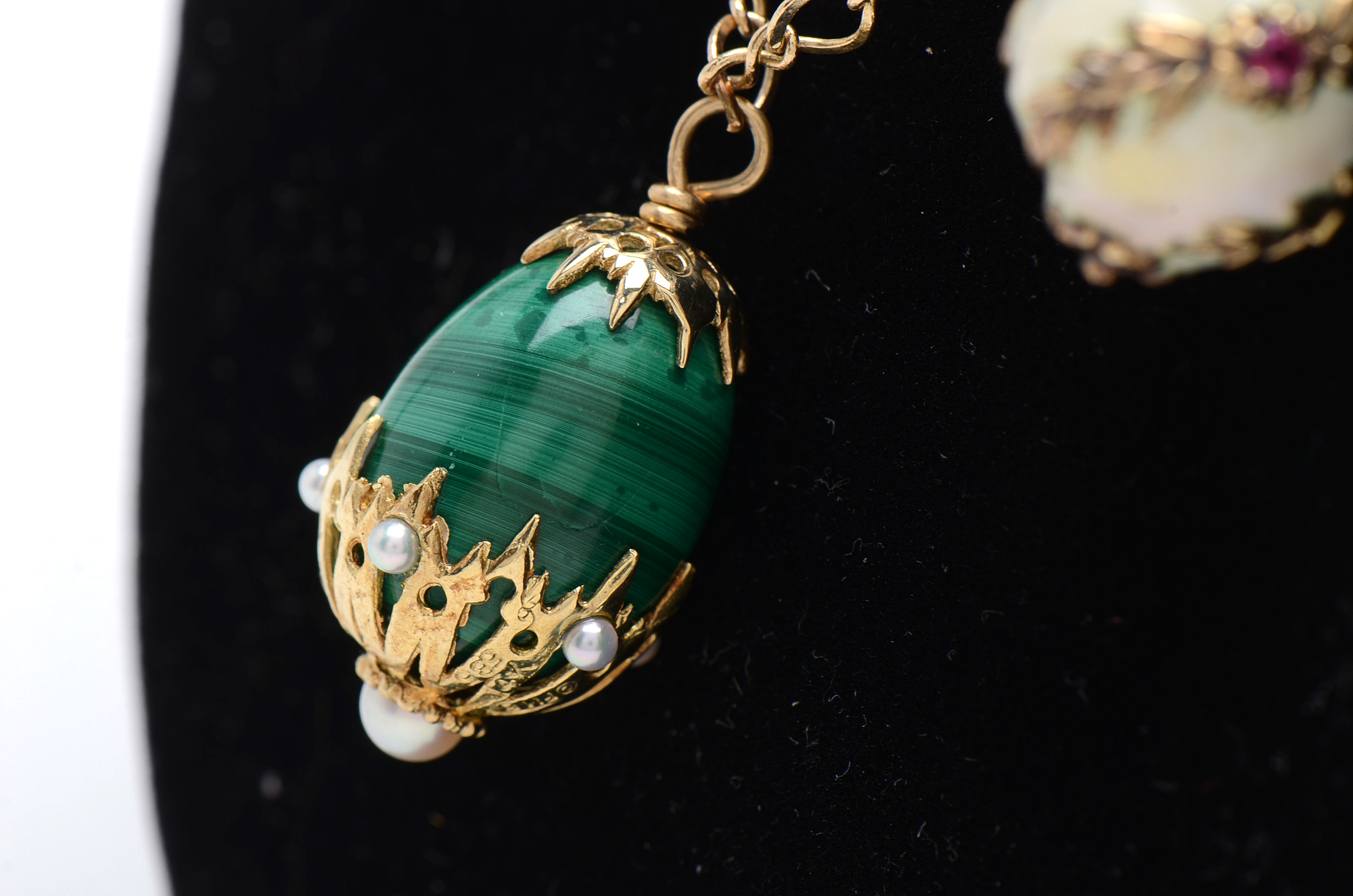 "House of Igor Carl Fabergé" 14K Yellow Gold Gemstone Fabergé Egg Necklace