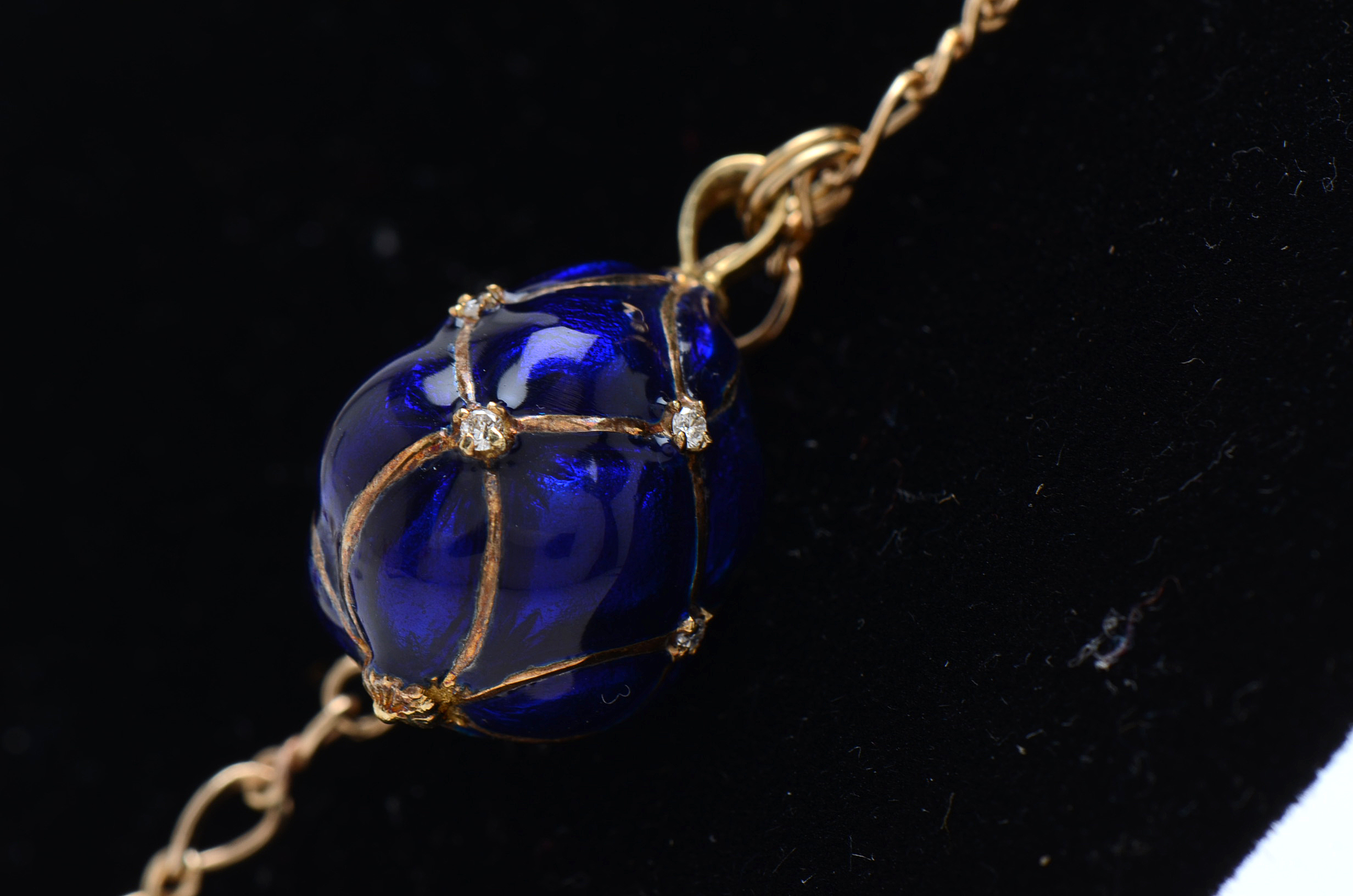 "House of Igor Carl Fabergé" 14K Yellow Gold Gemstone Fabergé Egg Necklace