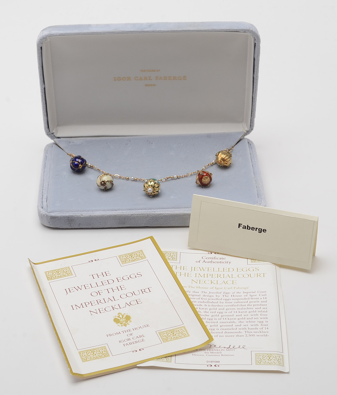 "House of Igor Carl Fabergé" 14K Yellow Gold Gemstone Fabergé Egg Necklace