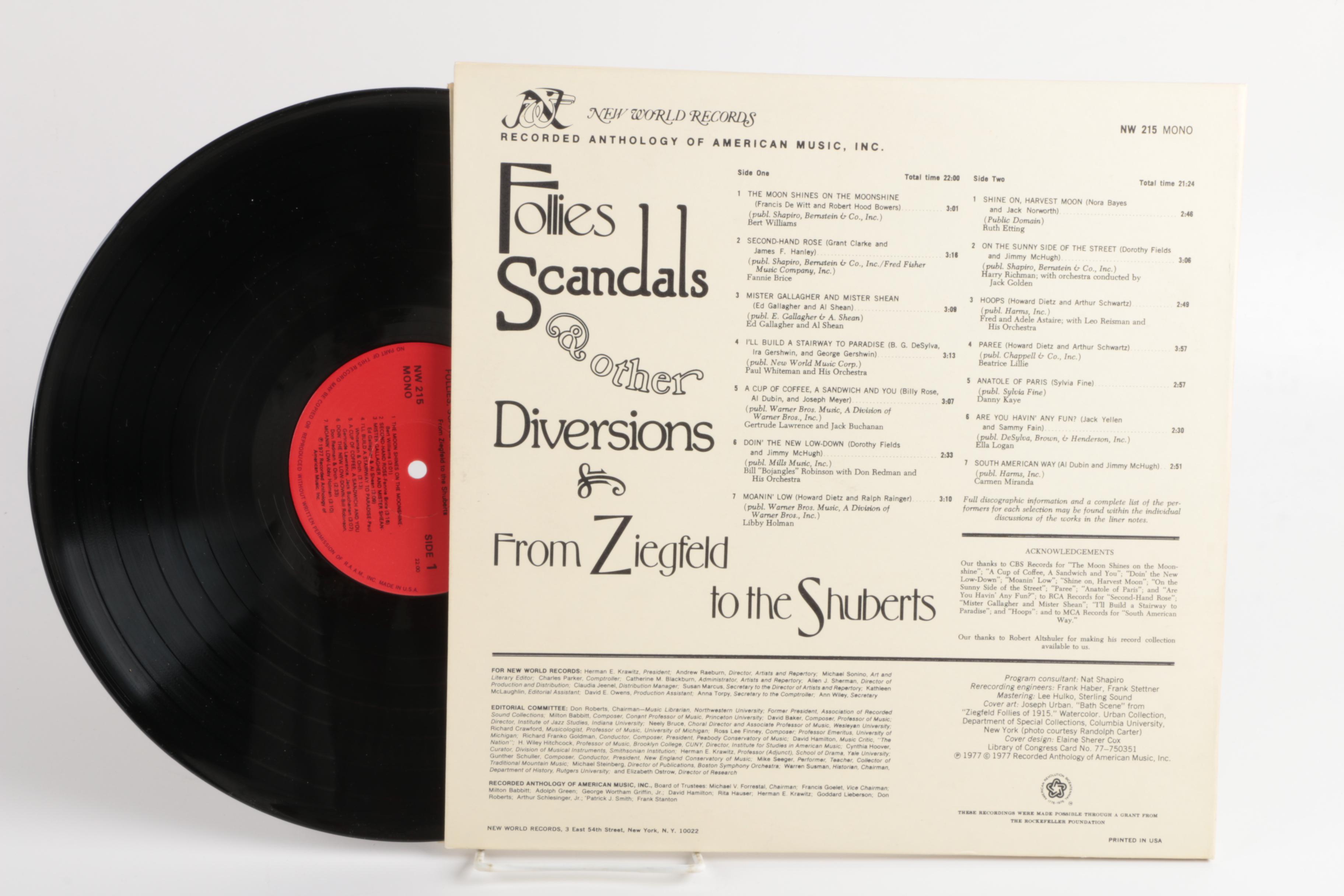 New World Records Early 20th Century Show Tunes and Depression Classics LPs