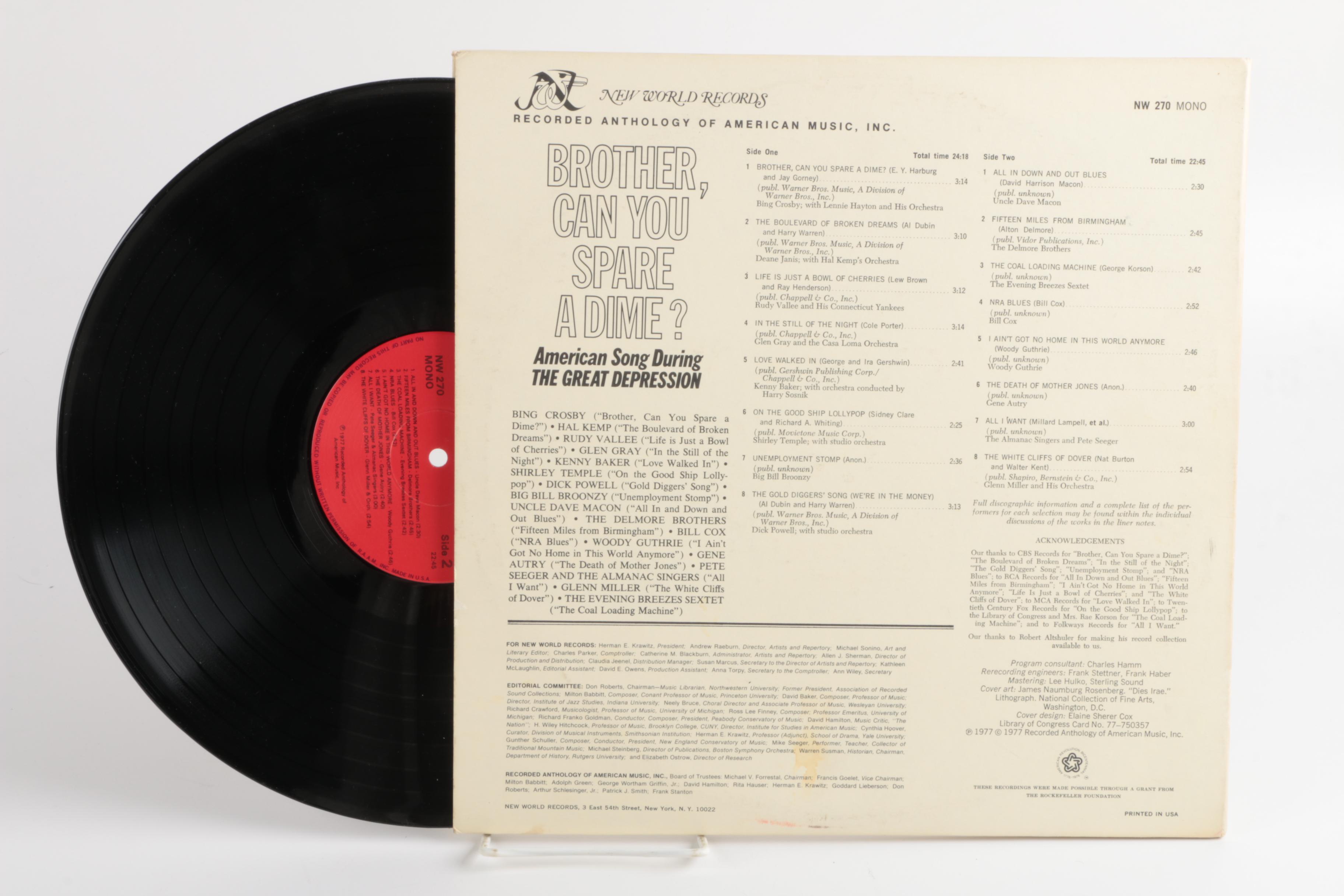 New World Records Early 20th Century Show Tunes and Depression Classics LPs