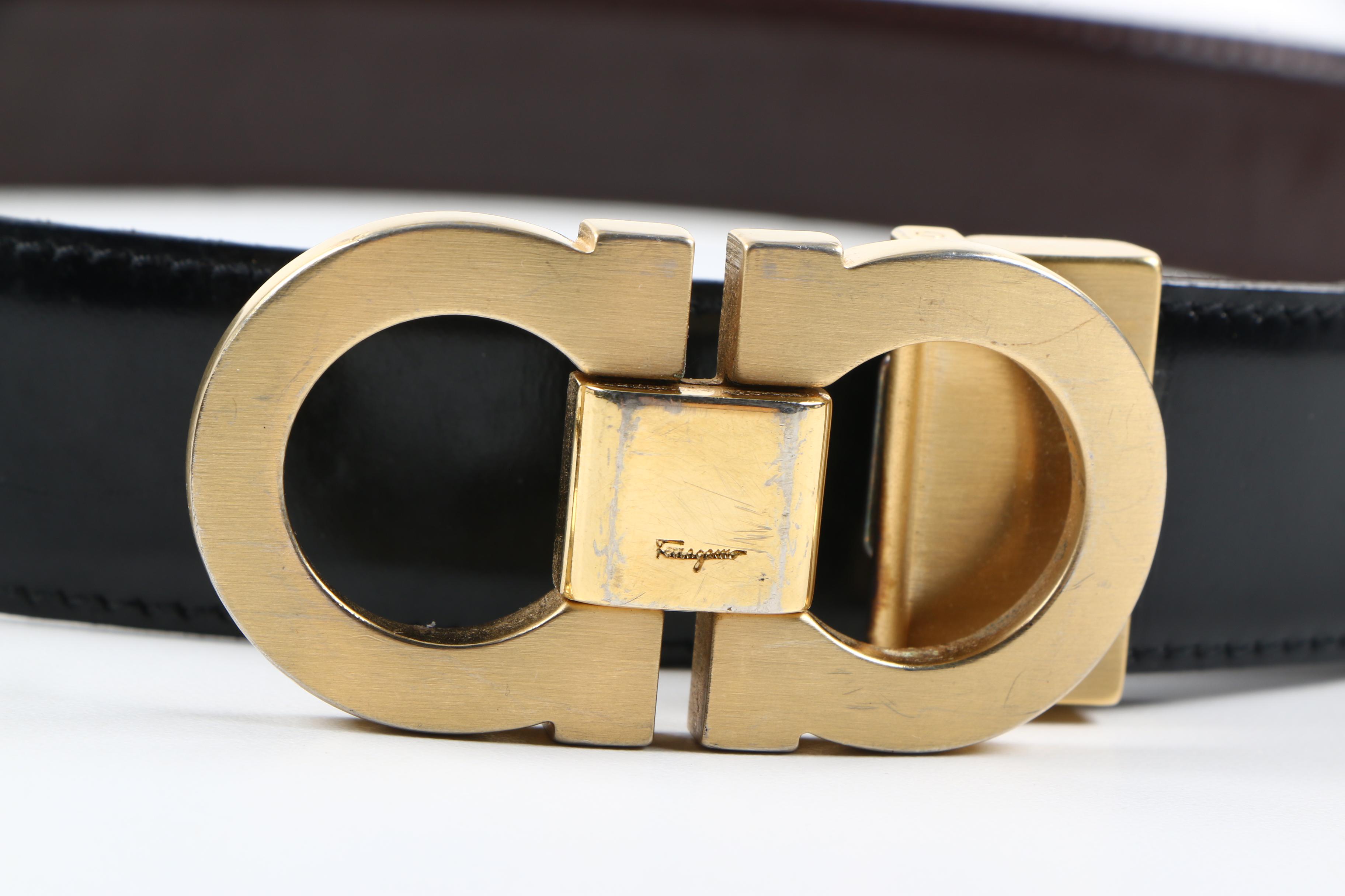 Salvatore Ferragamo Double Gancini Reversible Leather Belt