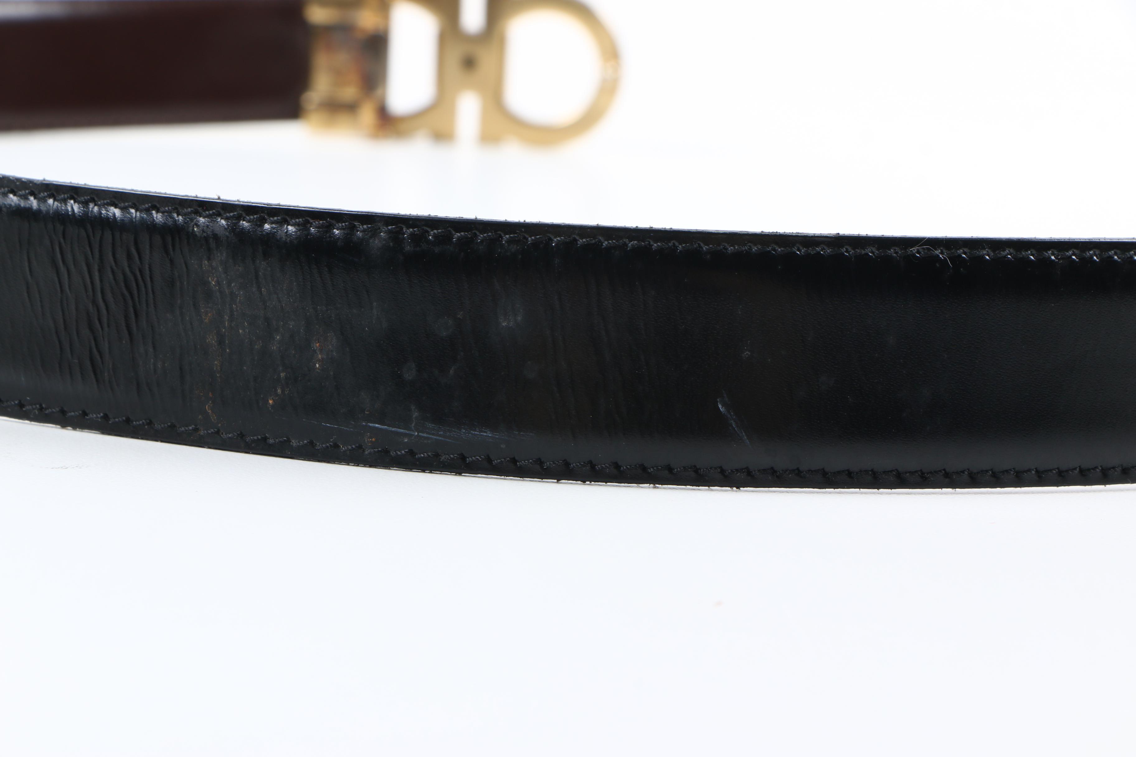 Salvatore Ferragamo Double Gancini Reversible Leather Belt