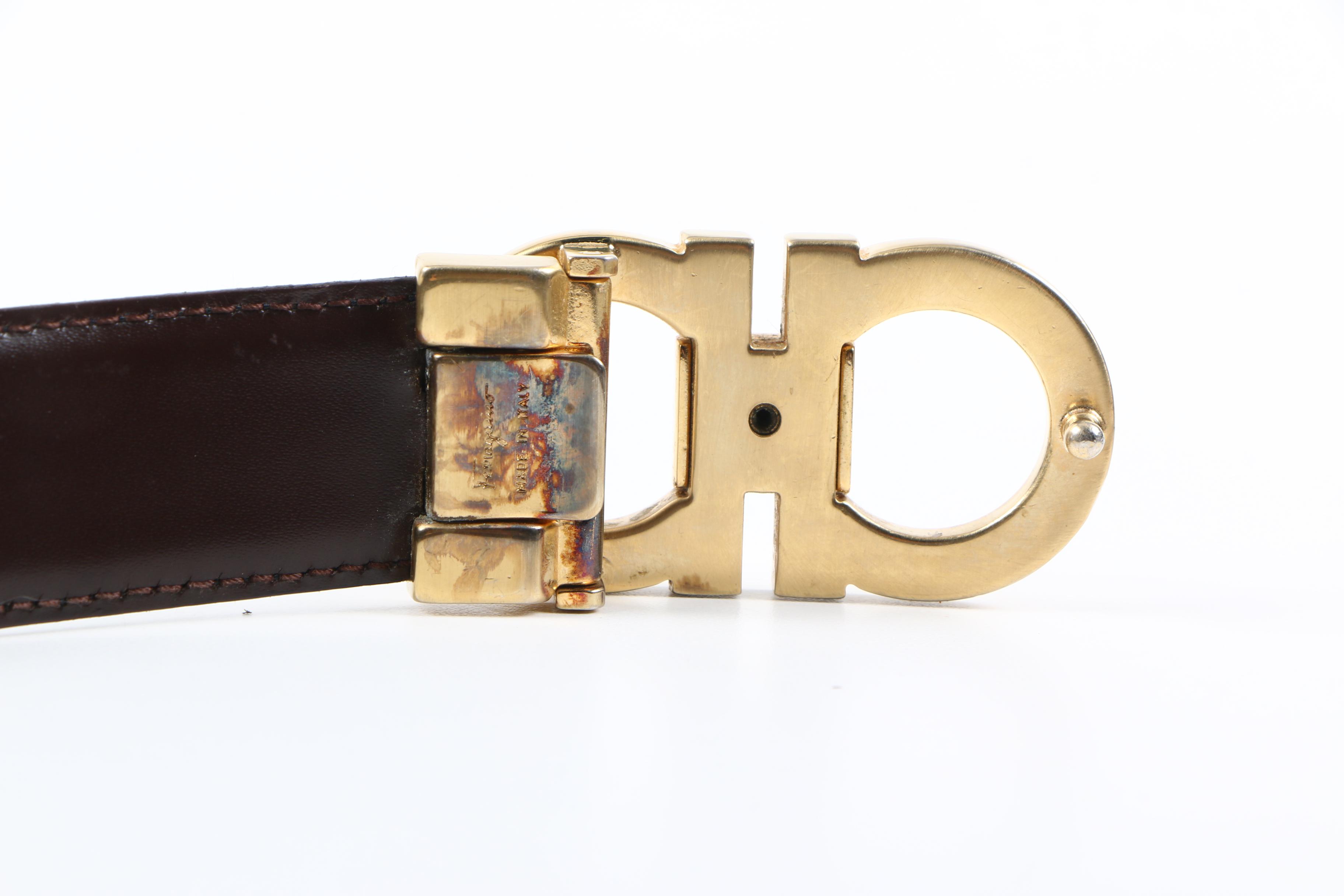 Salvatore Ferragamo Double Gancini Reversible Leather Belt