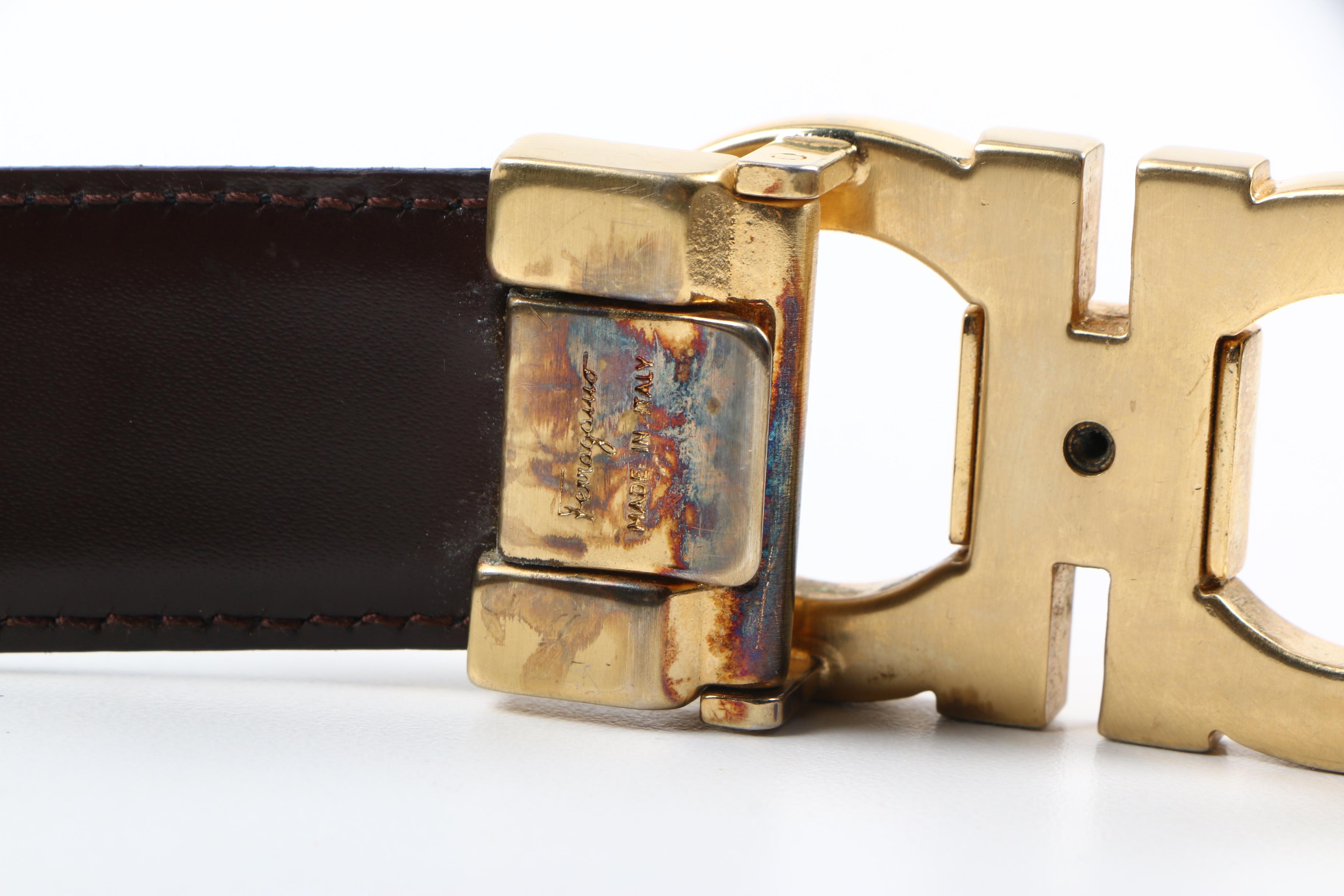 Salvatore Ferragamo Double Gancini Reversible Leather Belt