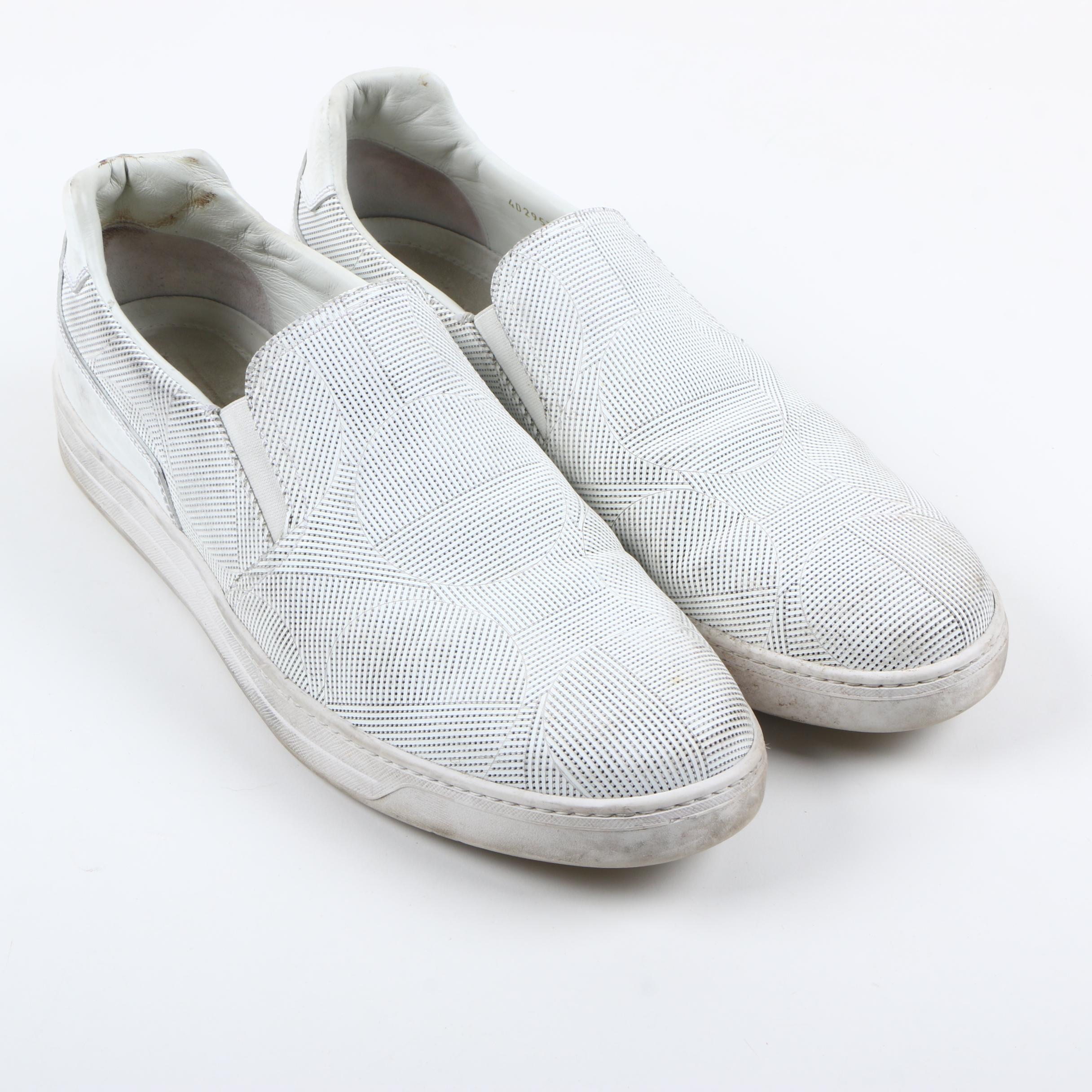 Men's Prada Geometric Perforated Slip-On Sneakers