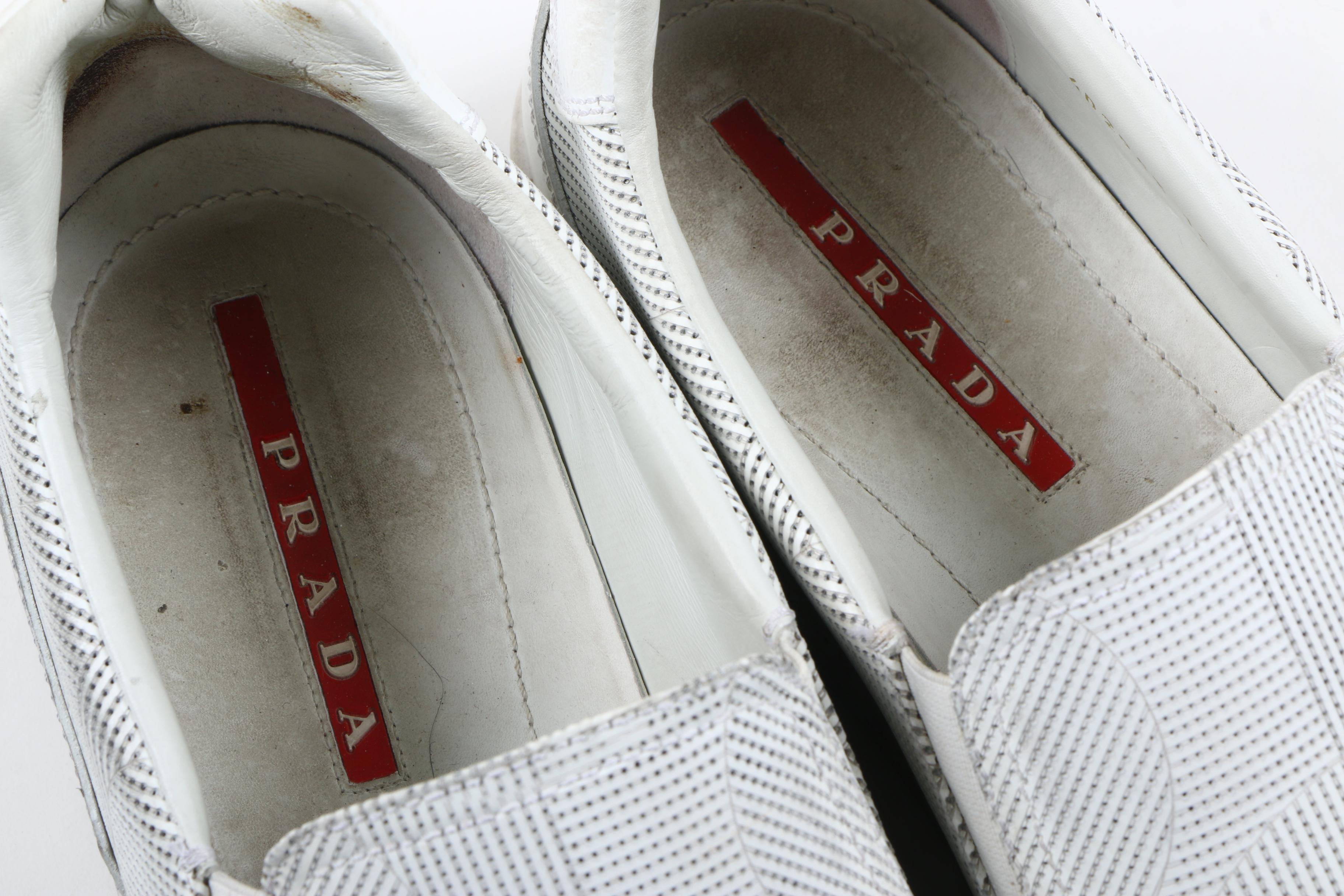 Men's Prada Geometric Perforated Slip-On Sneakers