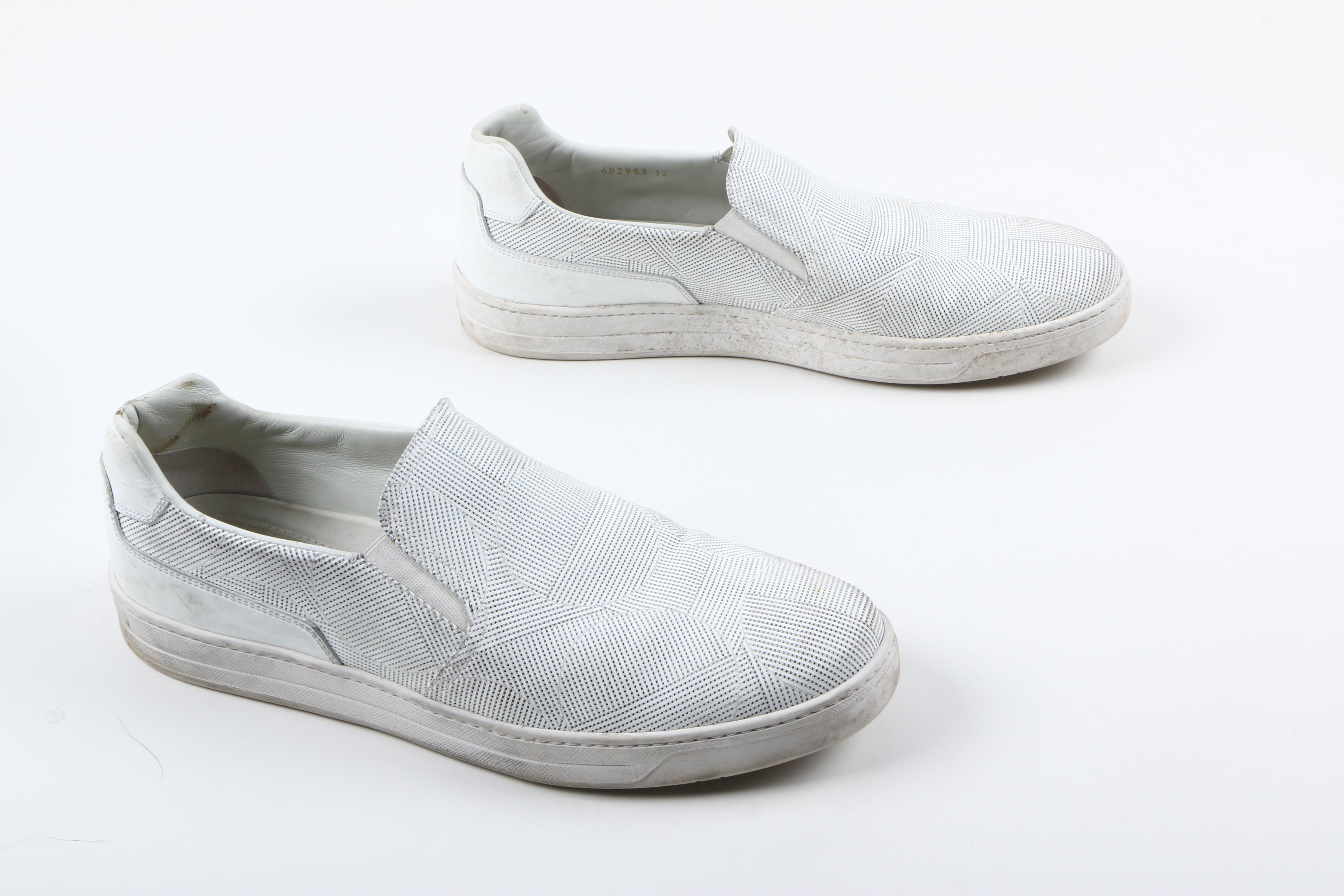 Men's Prada Geometric Perforated Slip-On Sneakers